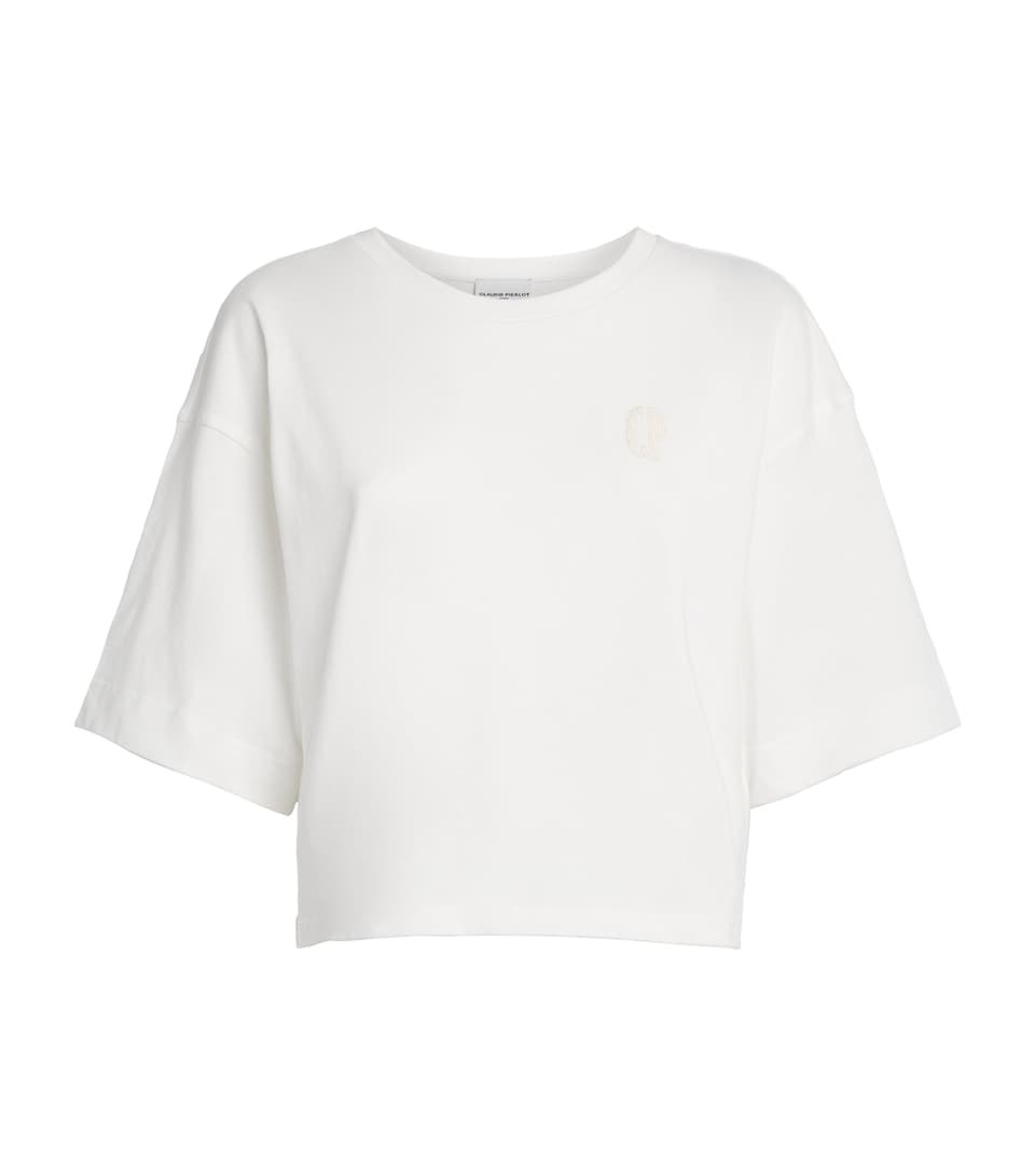 Claudie Pierlot Womens Cotton Relaxed T-Shirt Ecru