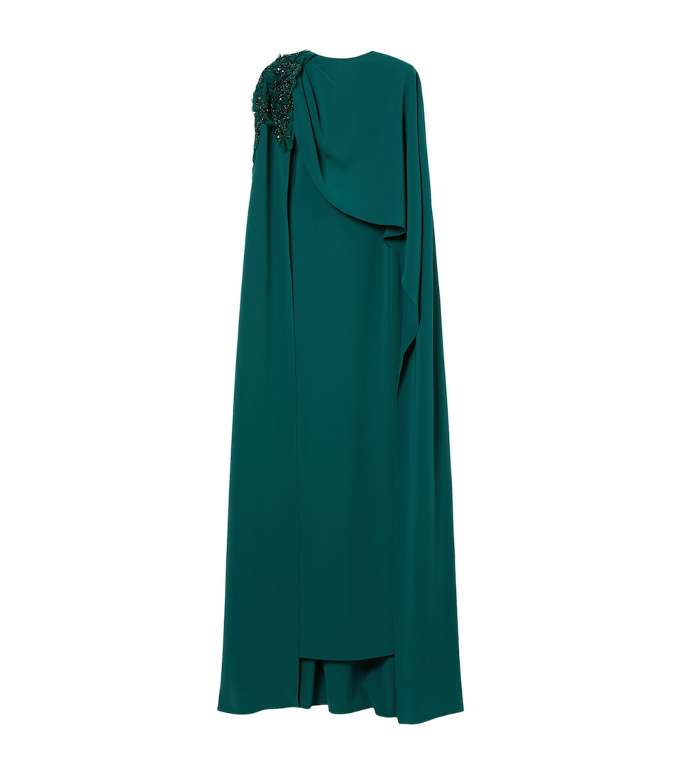 Marina Rinaldi Womens x Tony Ward Embellished Gown with Cape Oil