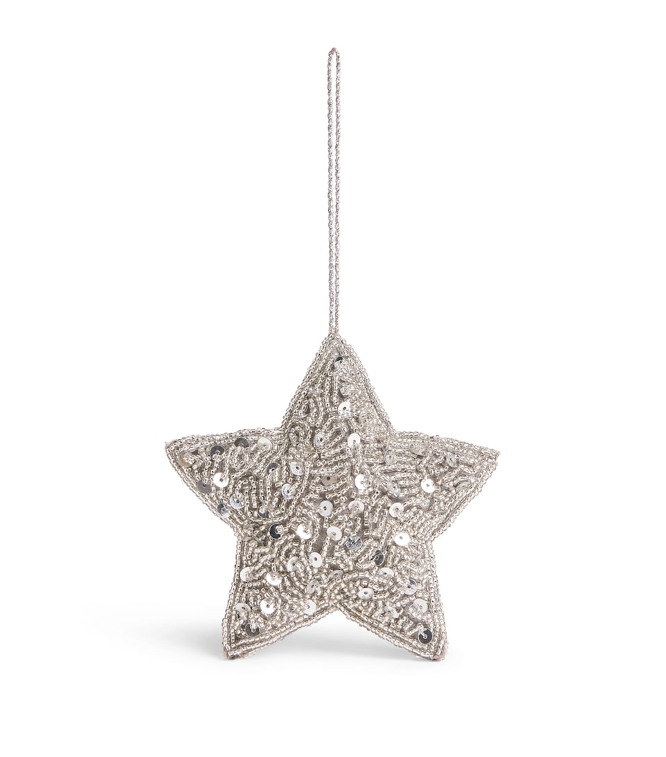 Harrods Beaded Star Tree Decoration Silver