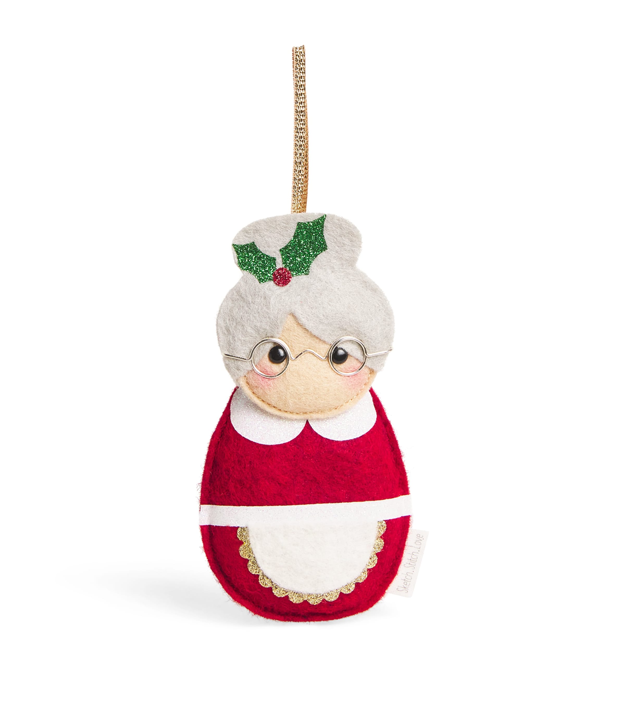 SKETCH.STITCH.LOVE Mrs Claus Tree Decoration Burgundy/grey