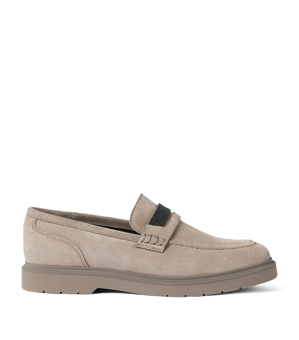 Suede Monili Penny Loafers
