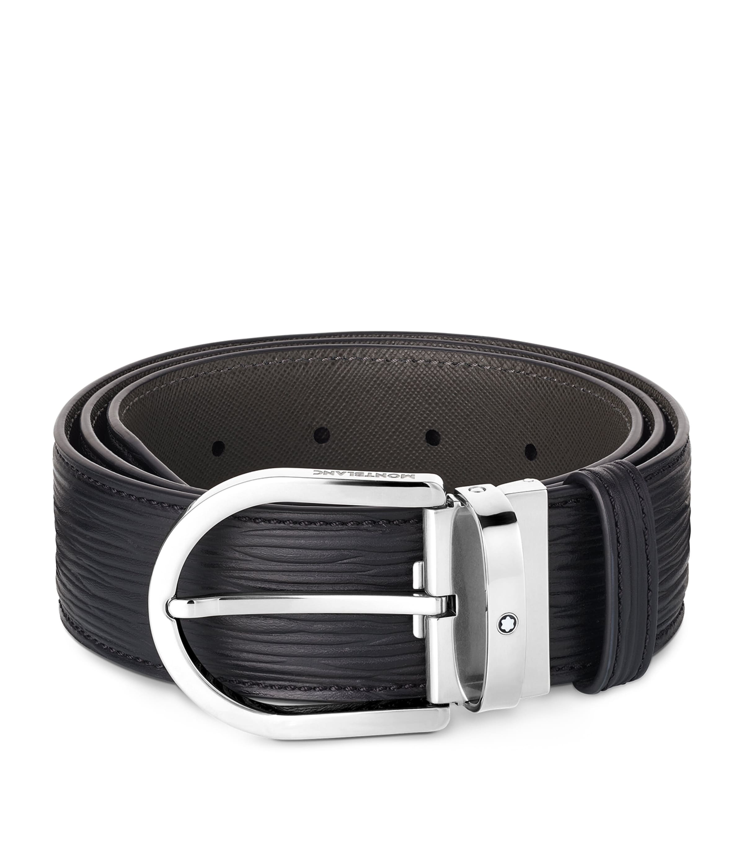 Montblanc Leather Horseshoe Belt Black