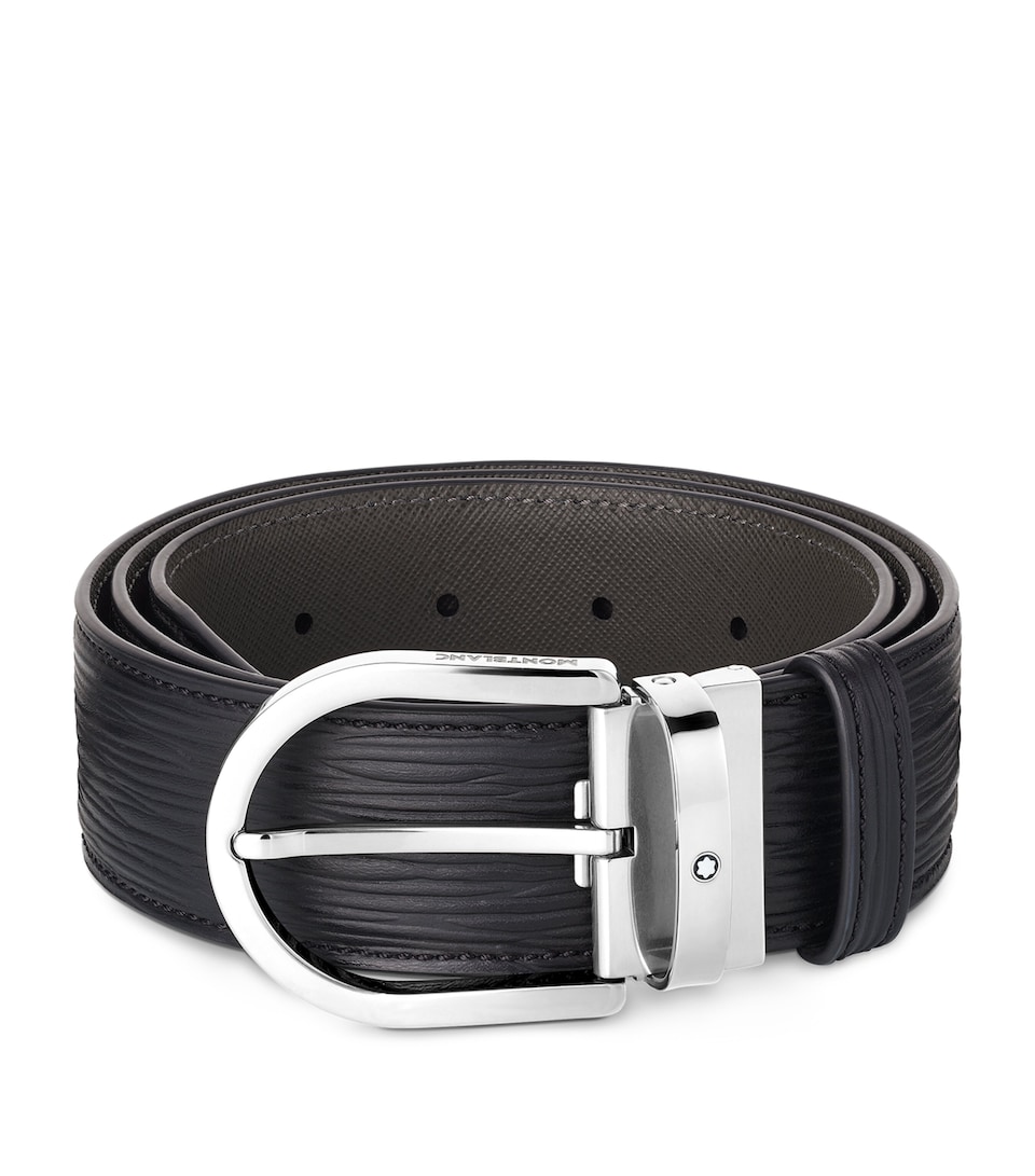Montblanc Leather Horseshoe Belt Black