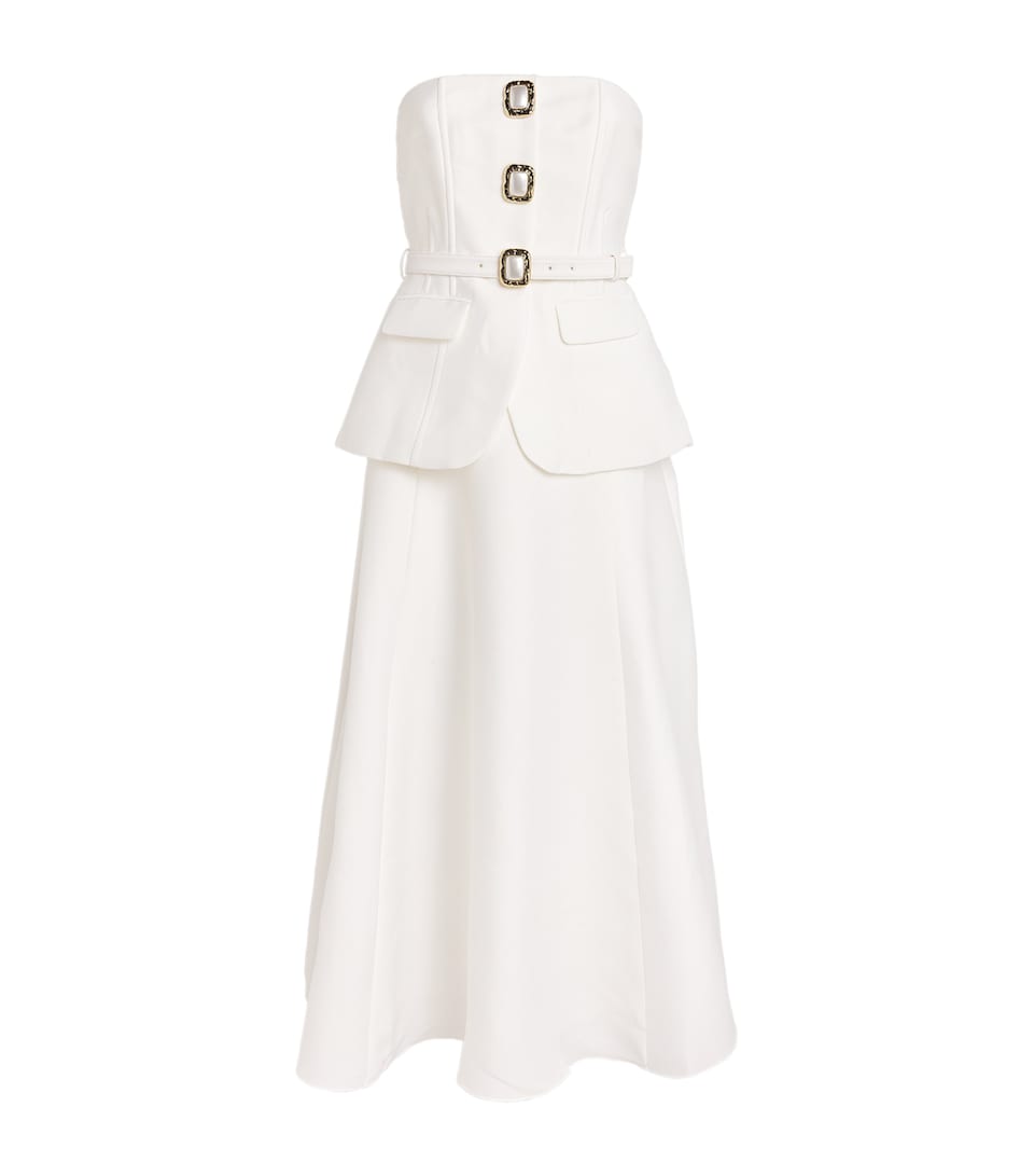 Taffeta Off-The-Shoulder Midi Dress