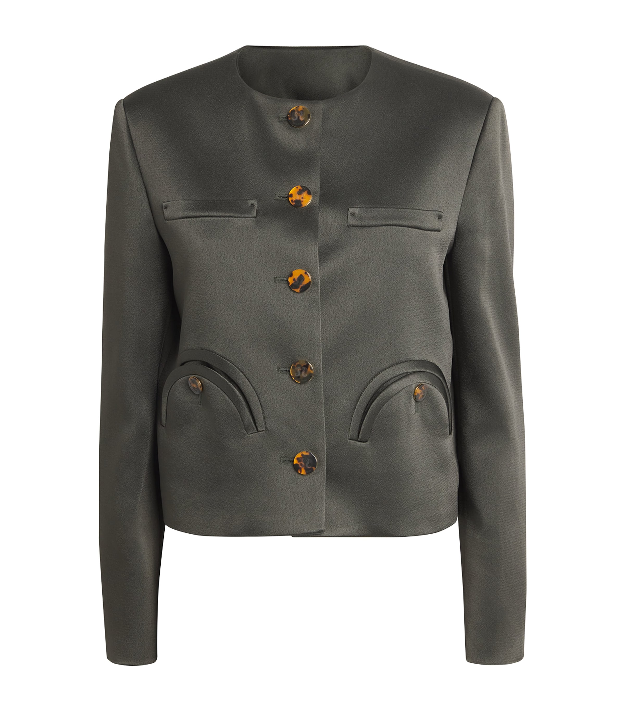 Blazé Milano Womens Satin Novalis Bomber Jacket Dark Forest