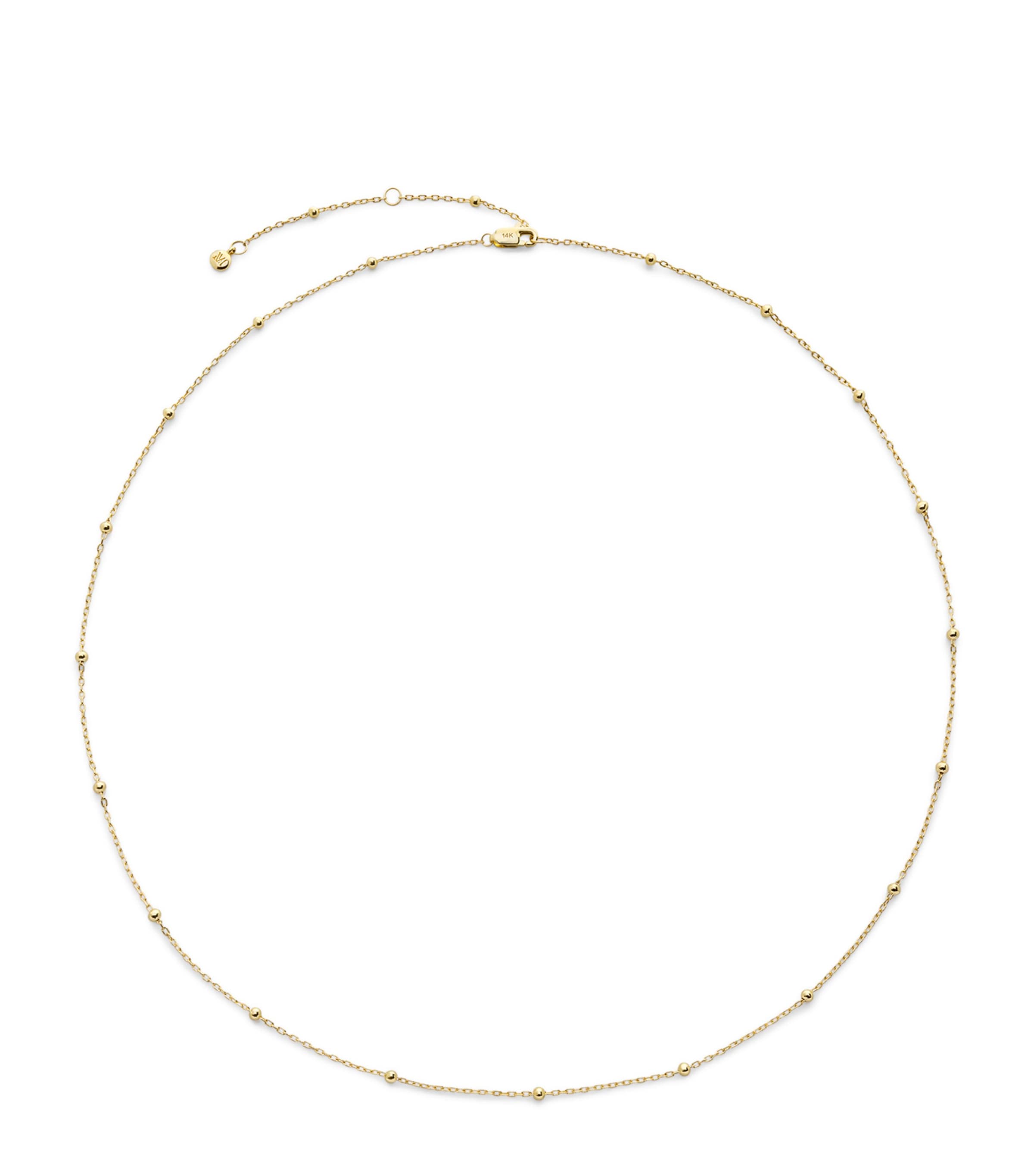 Yellow Gold Beaded Chain Necklace