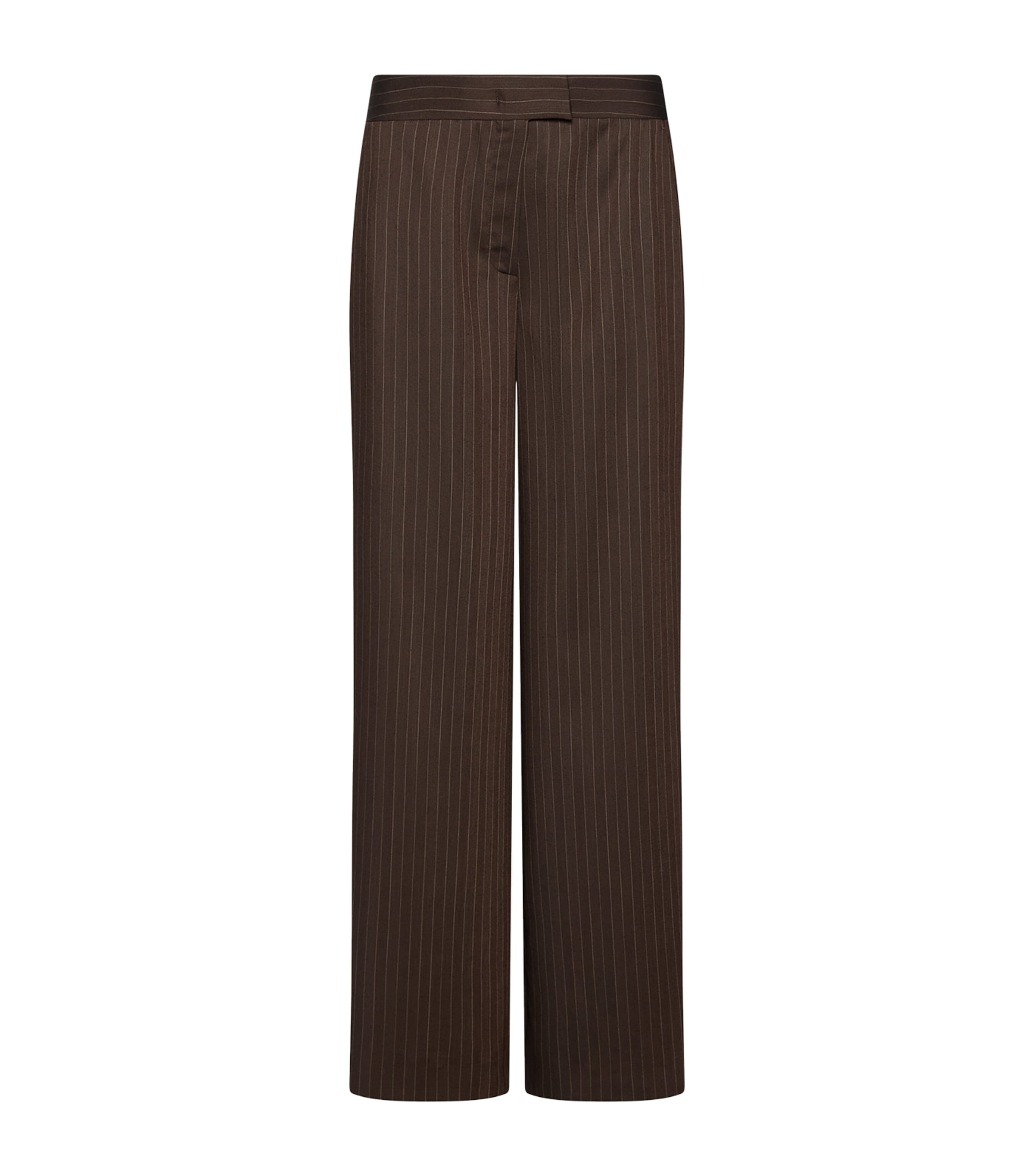 Marella Womens Wool-Blend Pinstripe Wide-Leg Trousers Brown
