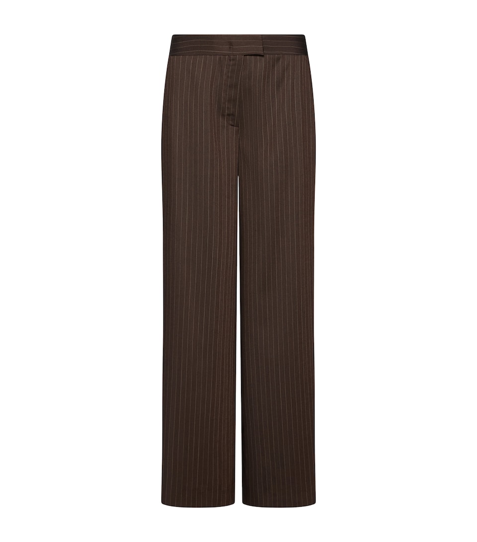 Marella Womens Wool-Blend Pinstripe Wide-Leg Trousers Brown