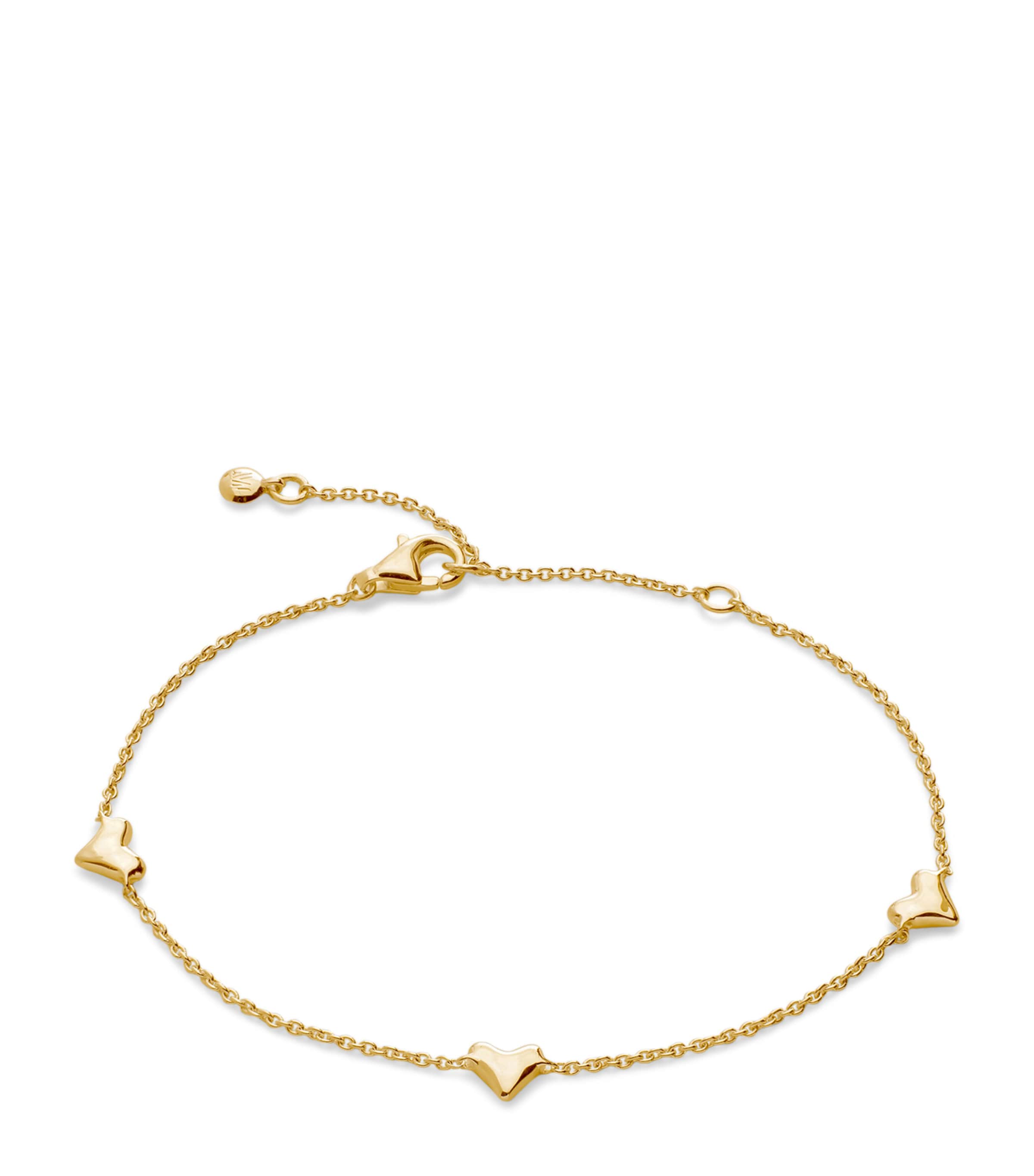 Gold Vermeil Heart Station Chain Bracelet