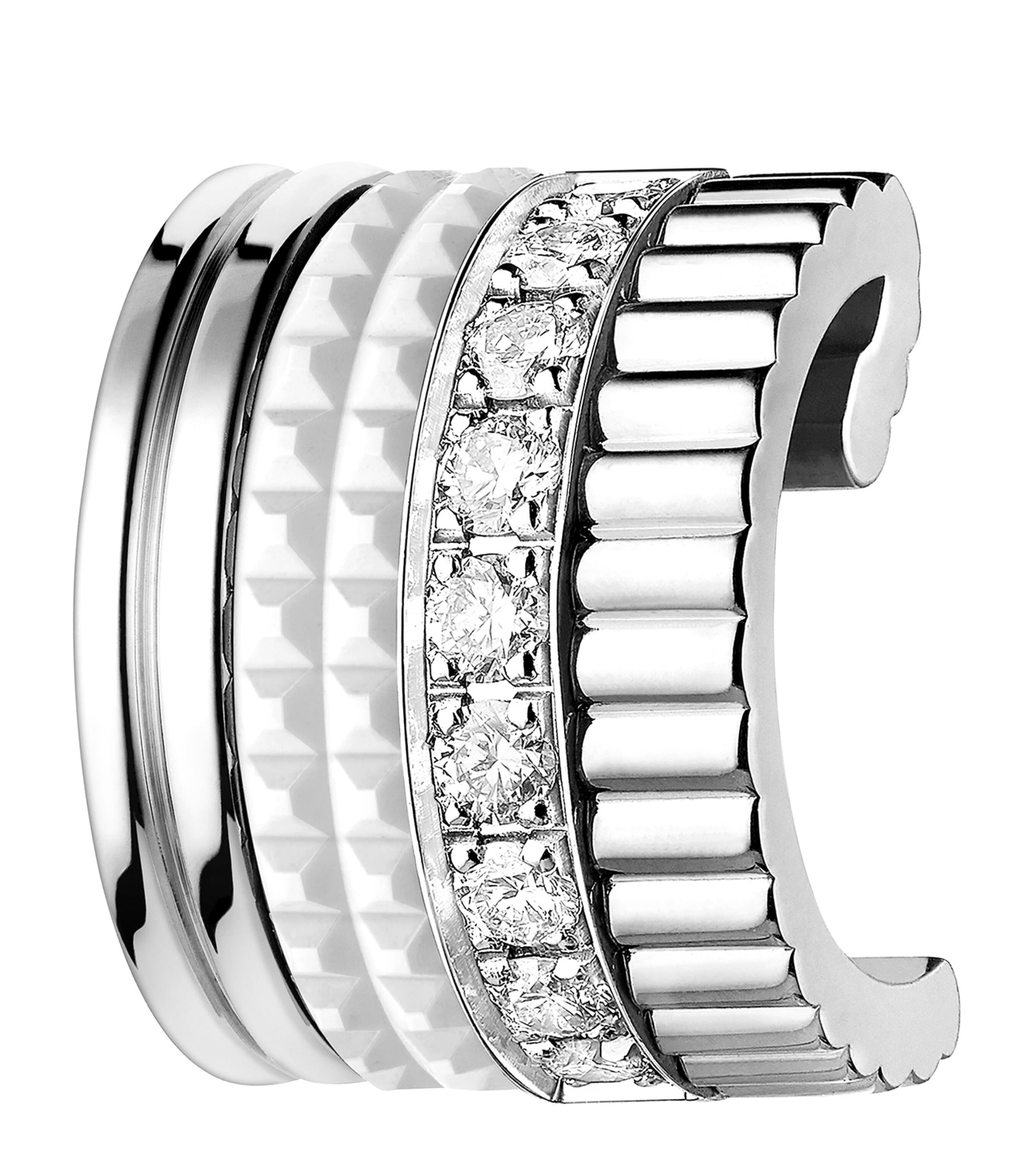 White Gold and Diamond Quatre Double White Edition Single Clip Earring