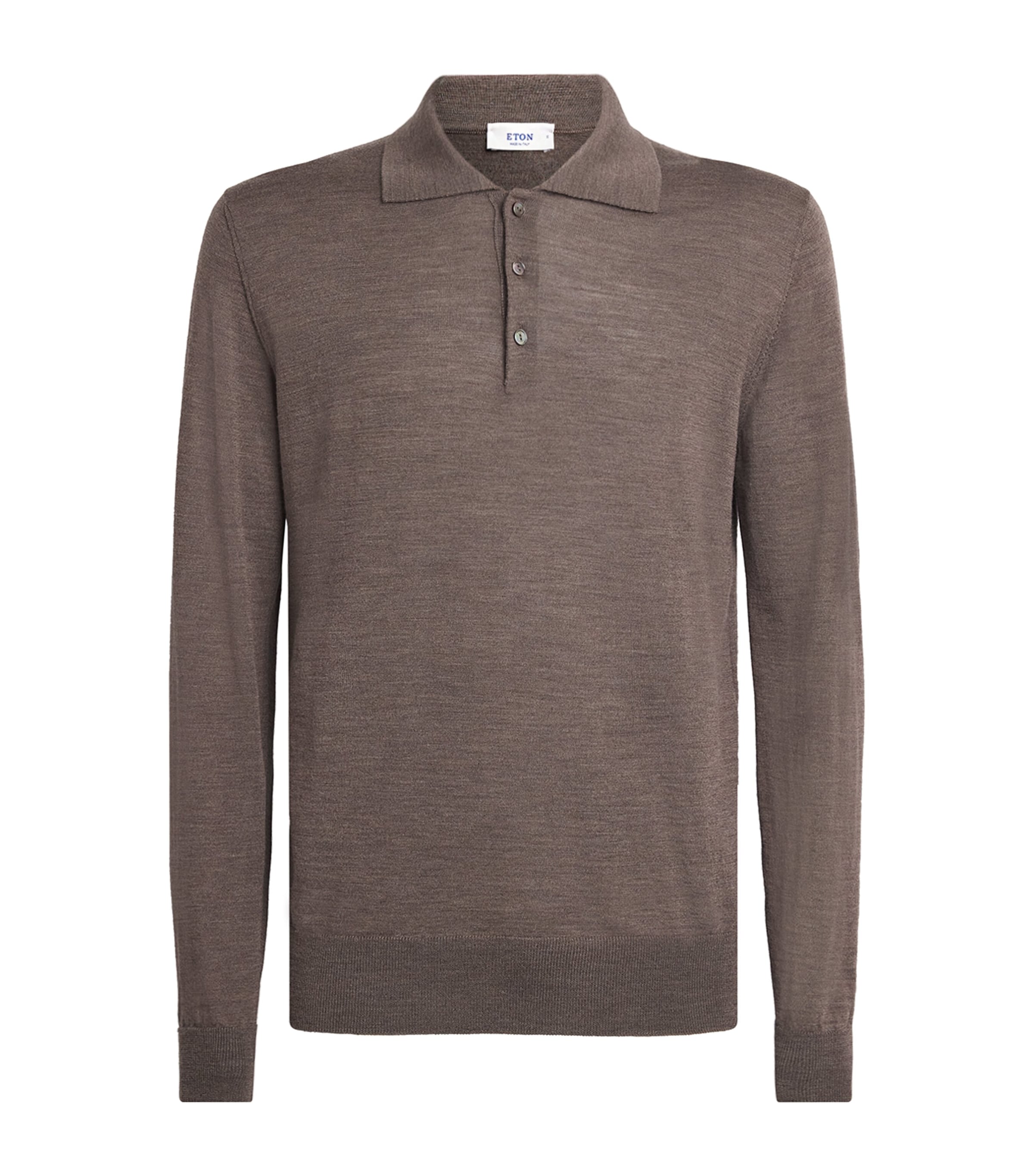 Eton Mens Wool Polo Sweater Dark Brown