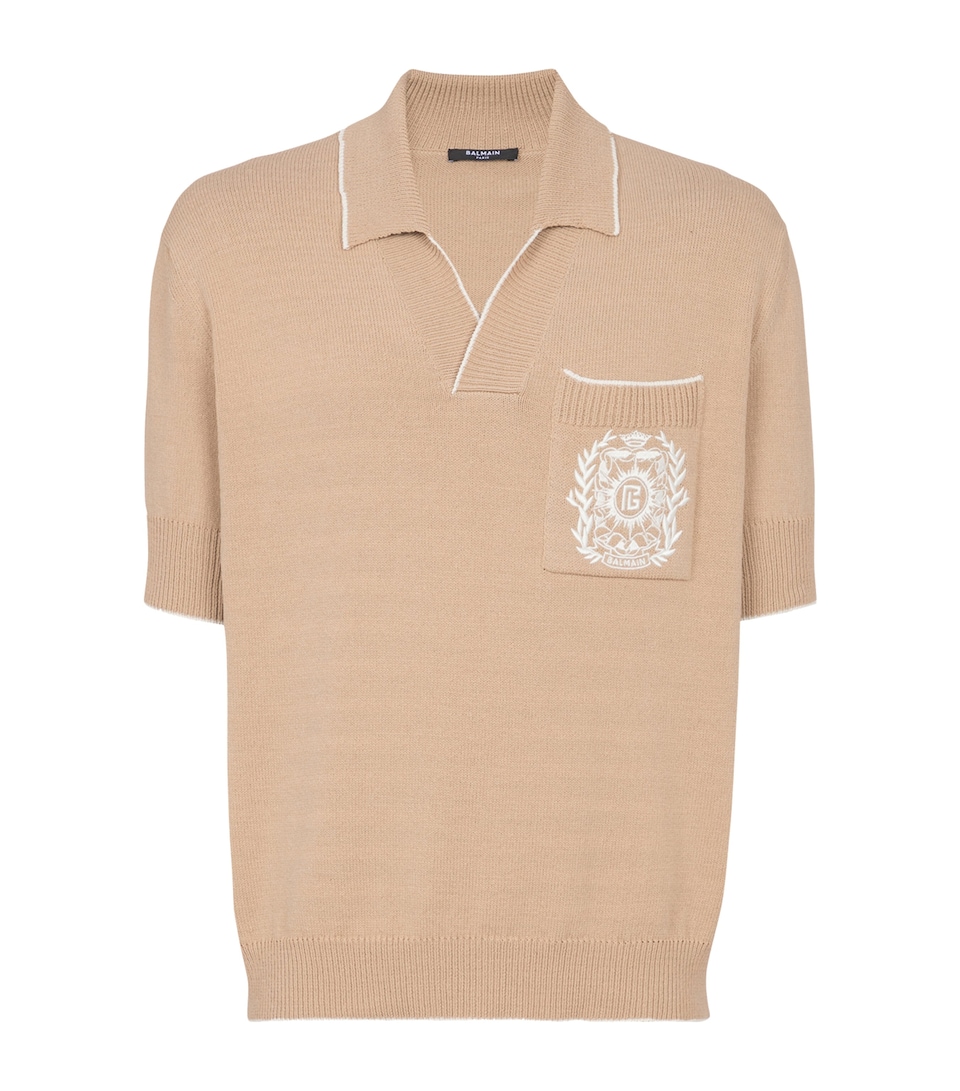 Knitted Crest-Detail Polo Shirt