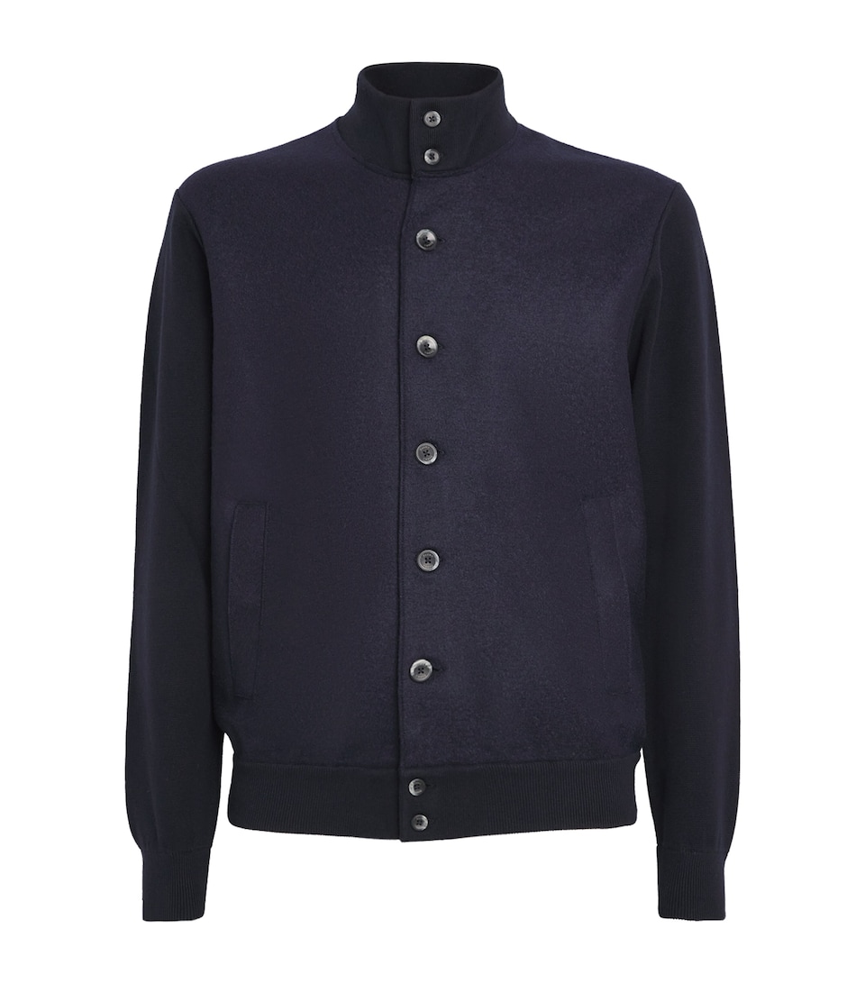 Virgin Wool Hybrid Button-Up Cardigan