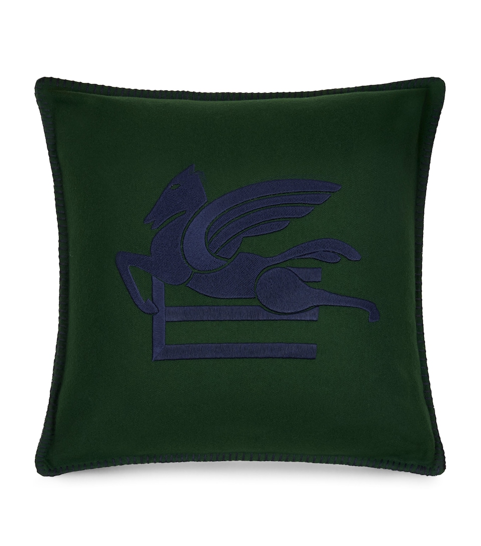 Wool-Blend Embroidered Ribot Cushion (45cm x 45cm)