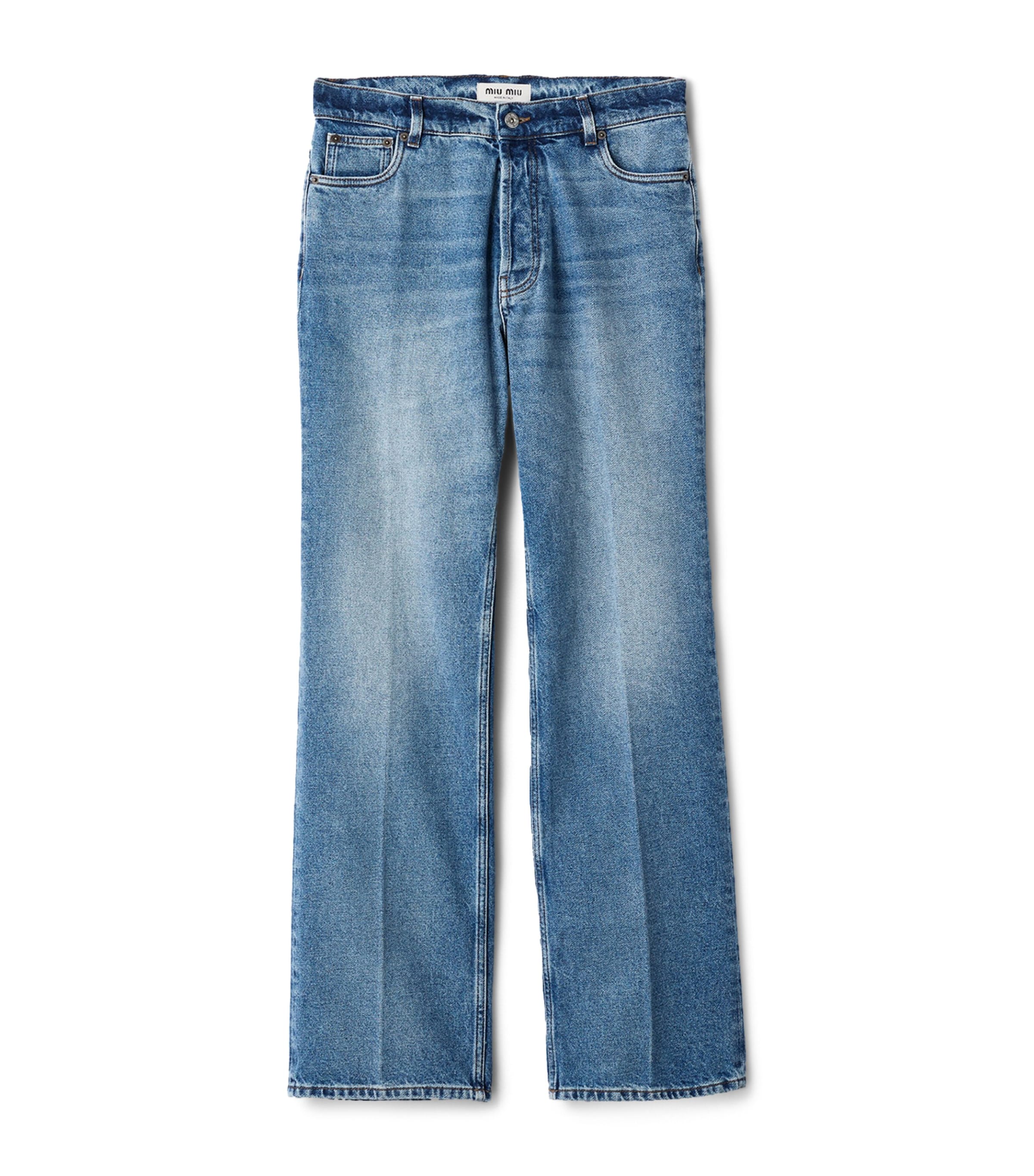 Miu Miu Womens Mid-wash Denim Jeans Blue