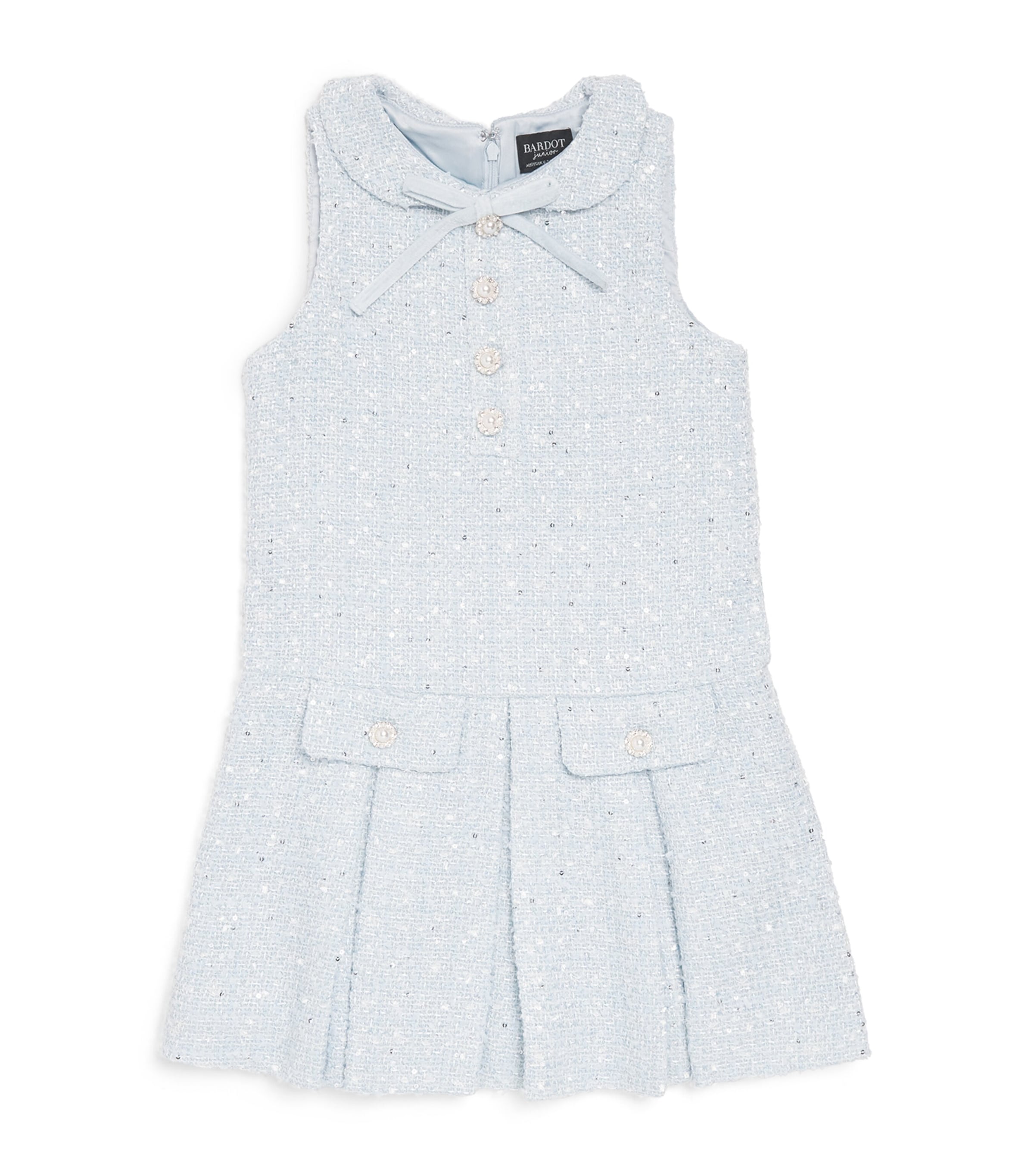 Bardot Junior Sequin Bouclé Enes Dress (4-14 Years) Soft Blue