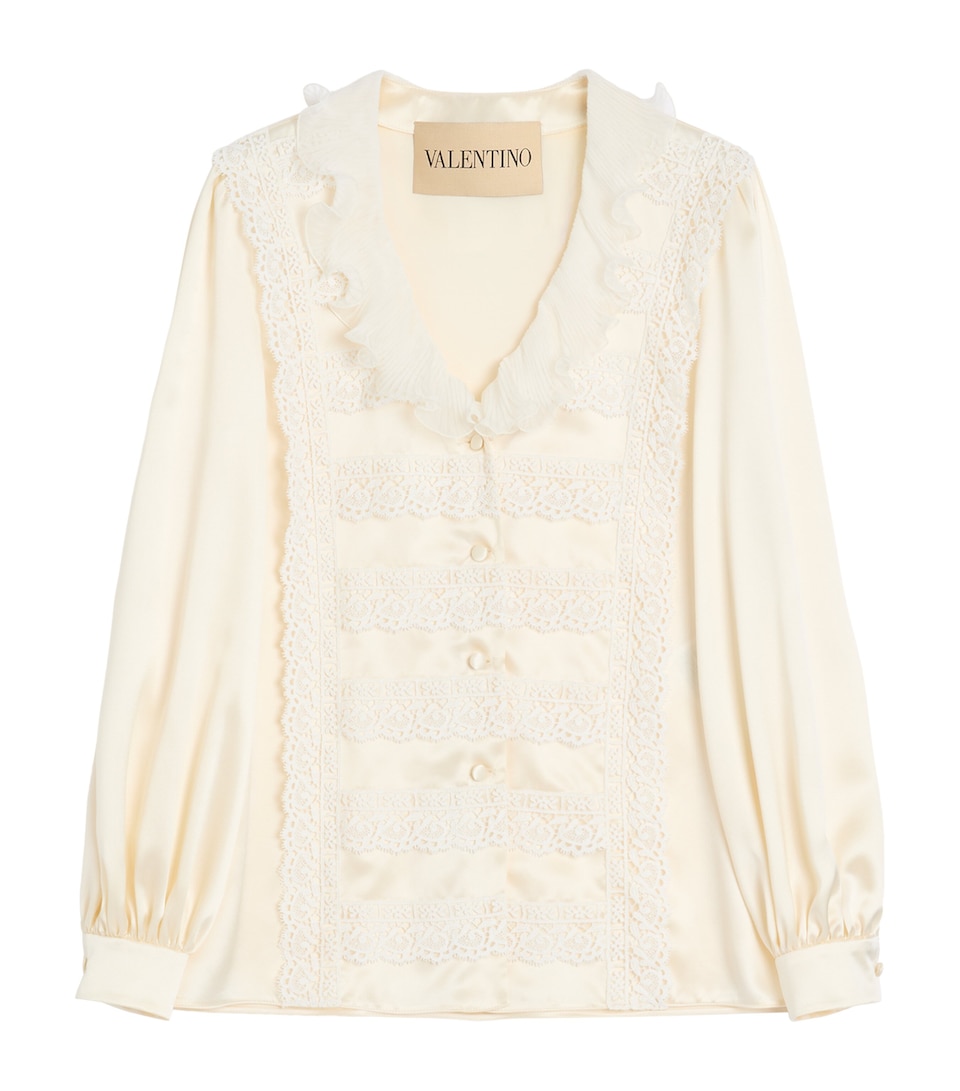 Silk Lace-Trim Blouse