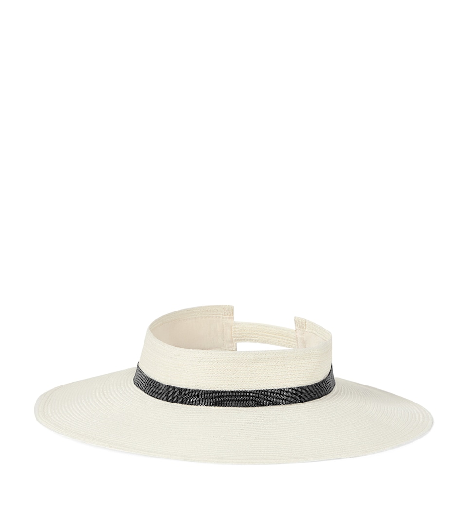 Brunello Cucinelli Straw Wide-Brim Visor