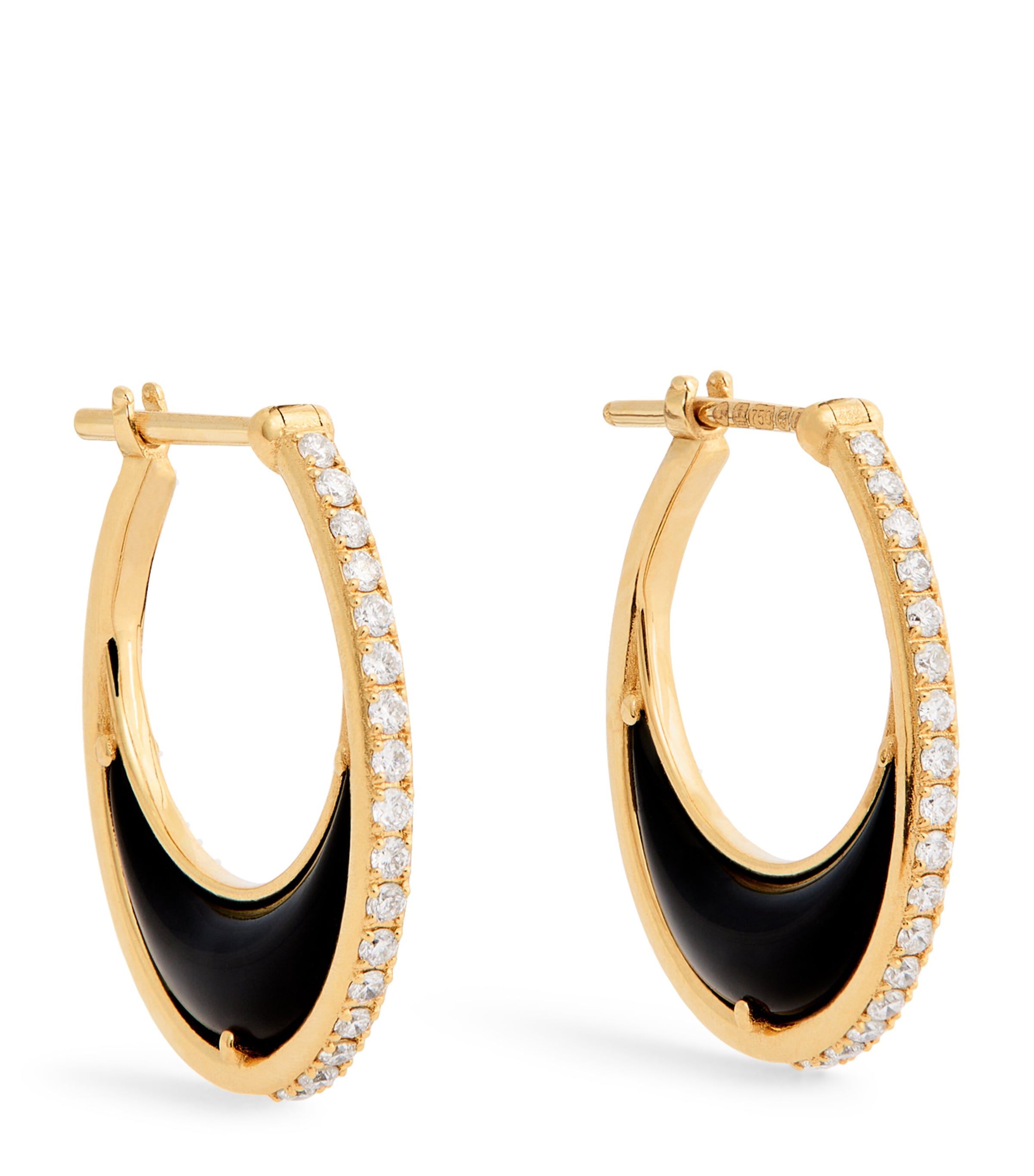 Yellow Gold and Diamond Bloop Moon N*93 Hoop Earrings