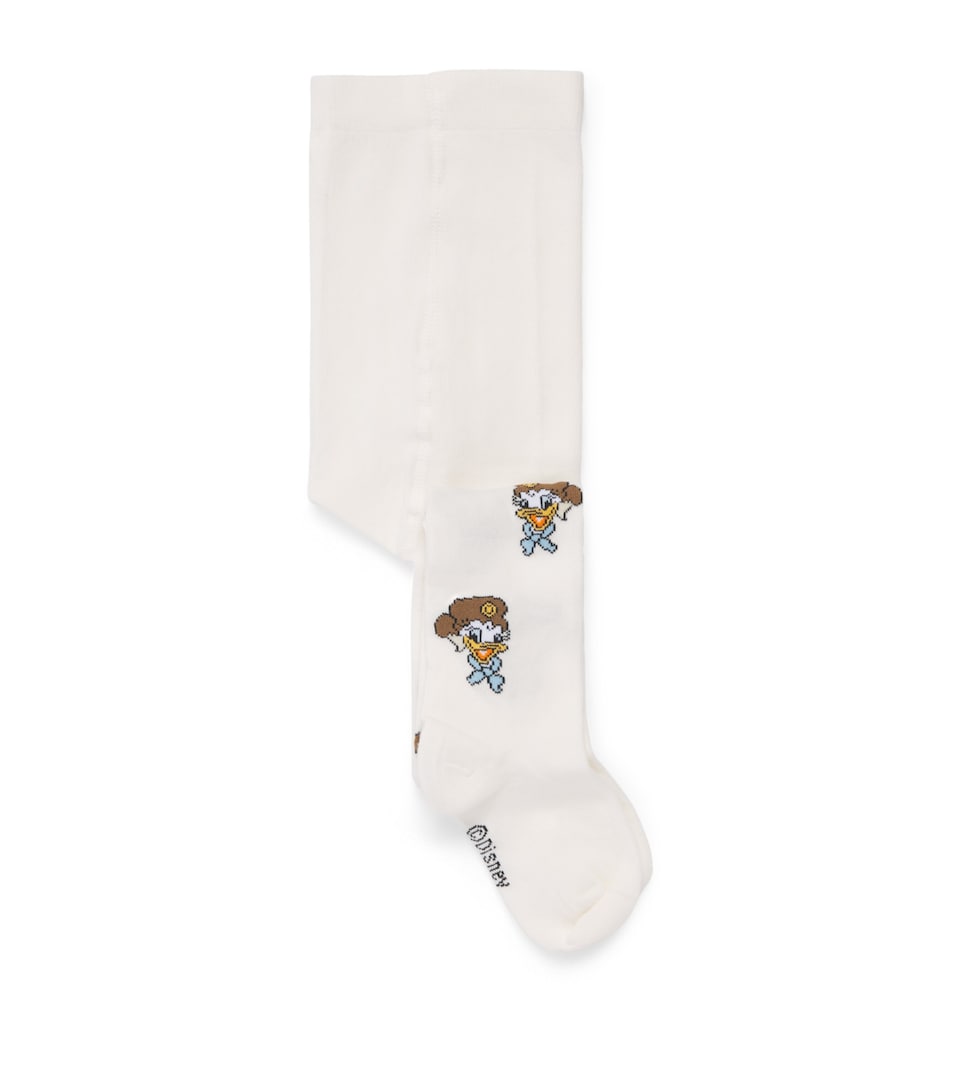 Monnalisa Cotton-Blend Daisy Duck Tights Panna+blu