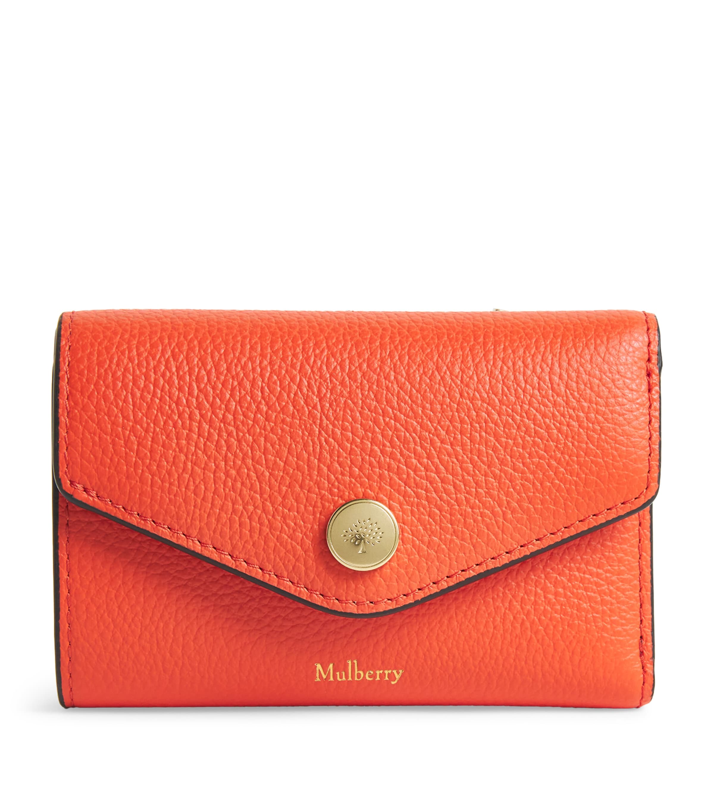 Mulberry Leather Folded Multi-Card Wallet Coral Orange