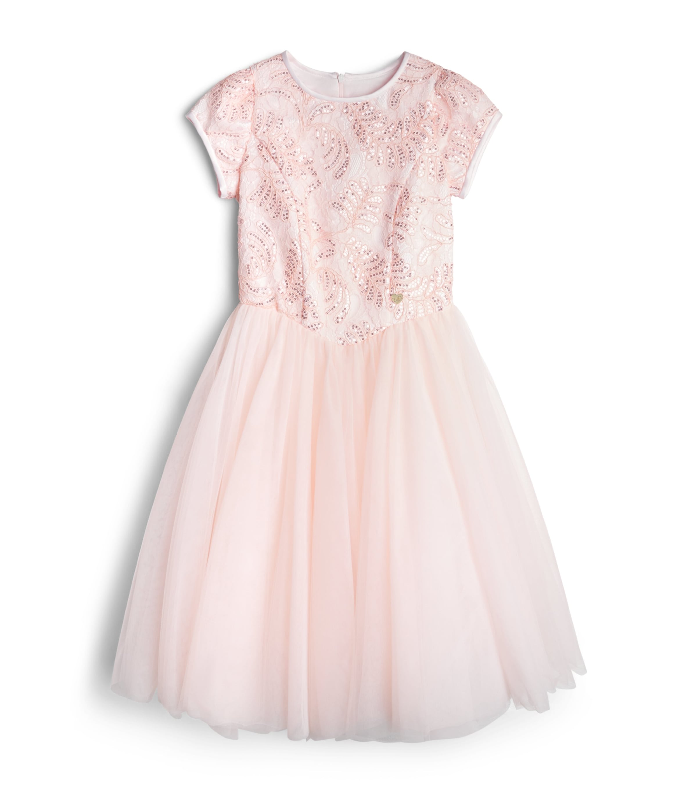 Monnalisa Sequin-Embellished Dress (12 Years) Lightpink+gold