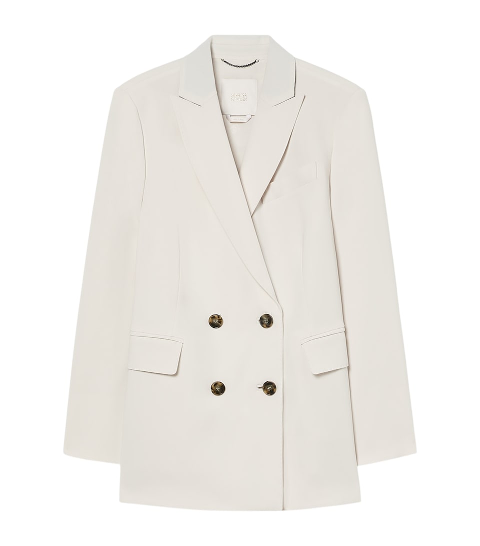 Marina Rinaldi Womens Fox Double-Breasted Blazer Ice