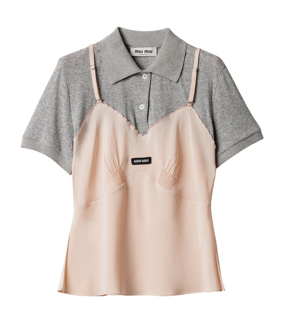 Silk-Cotton Tank Polo Shirt