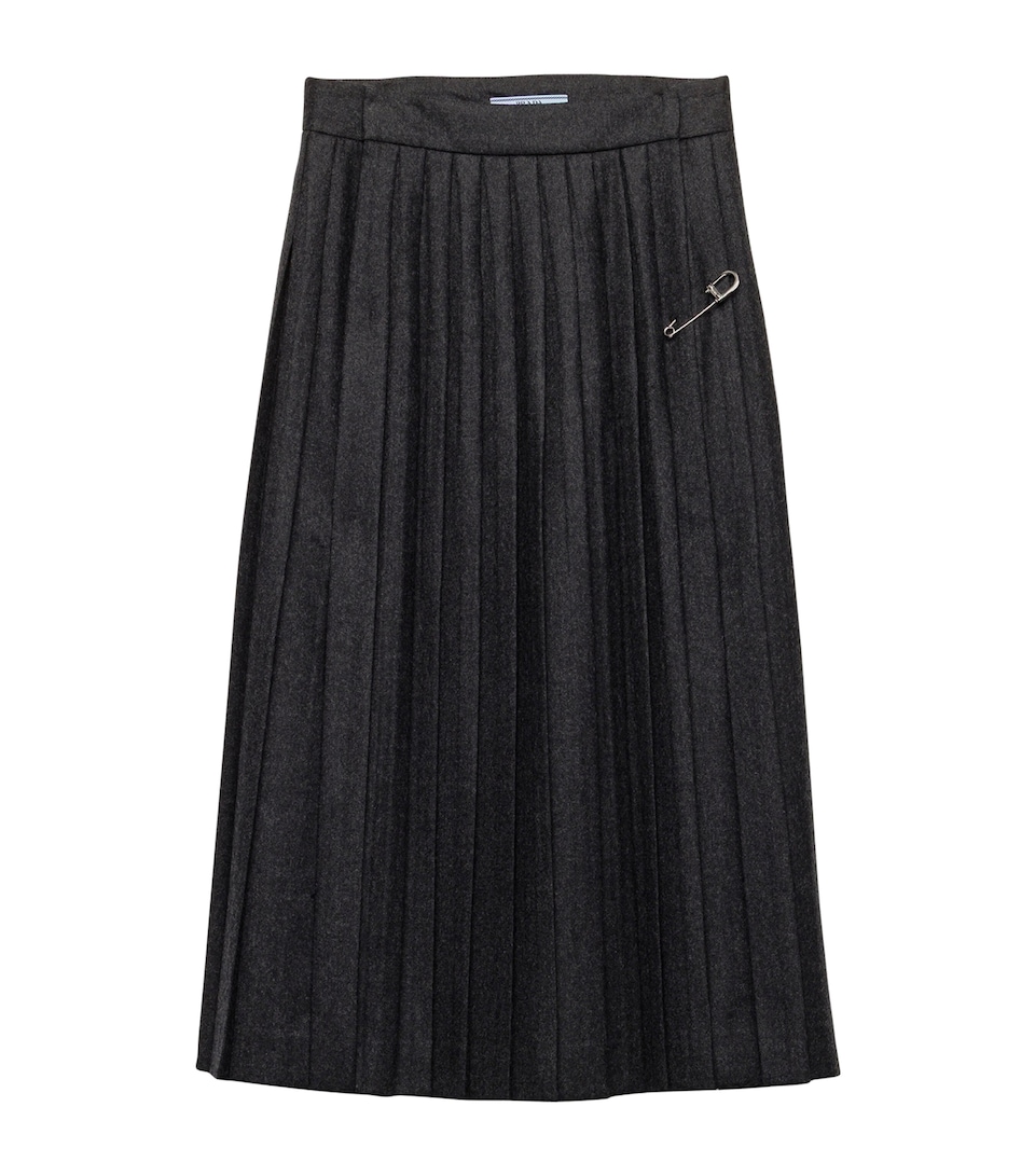 Wool Pleated Midi Skirt