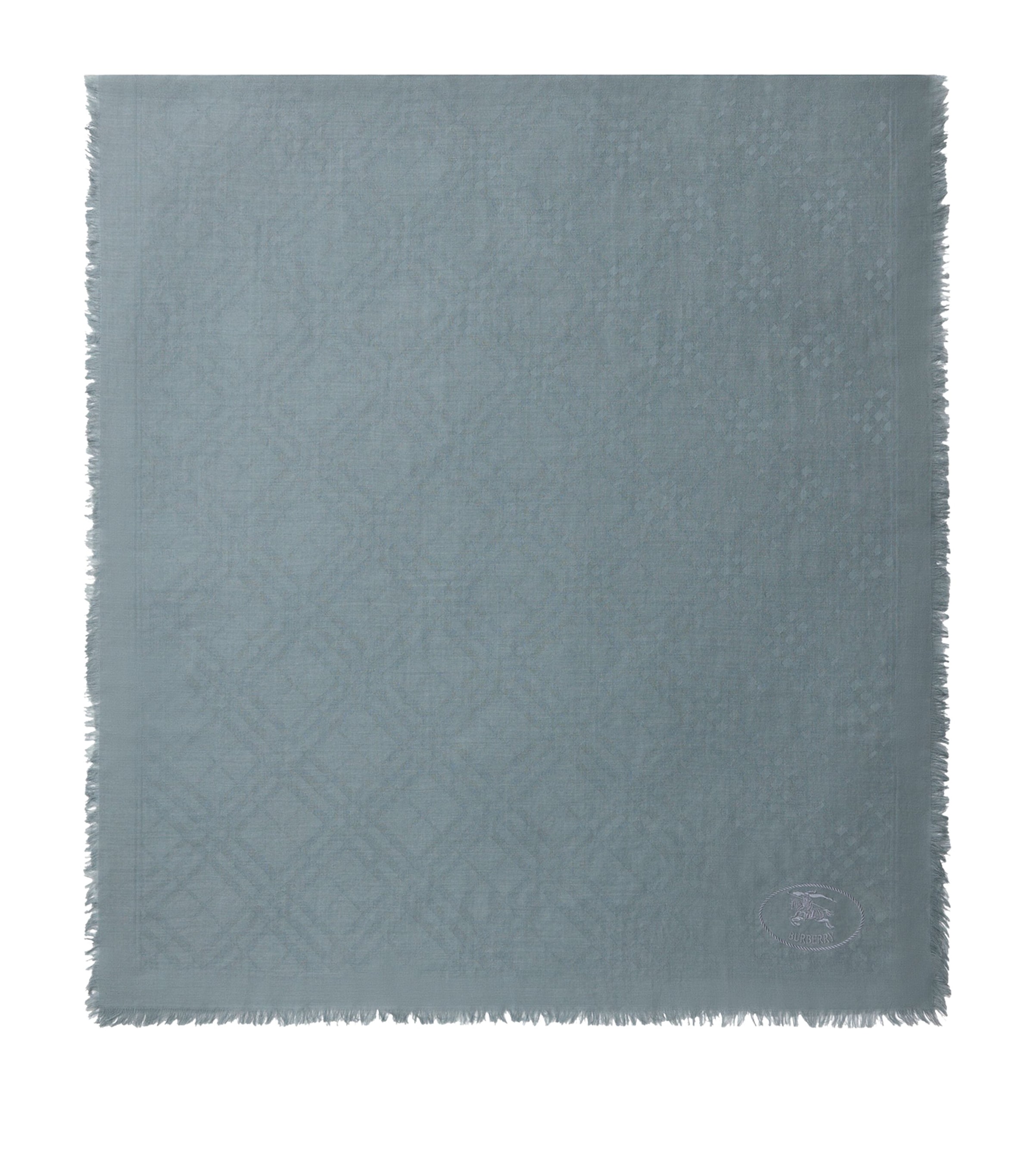 Burberry Wool-Silk Wide Check Scarf Index Grey
