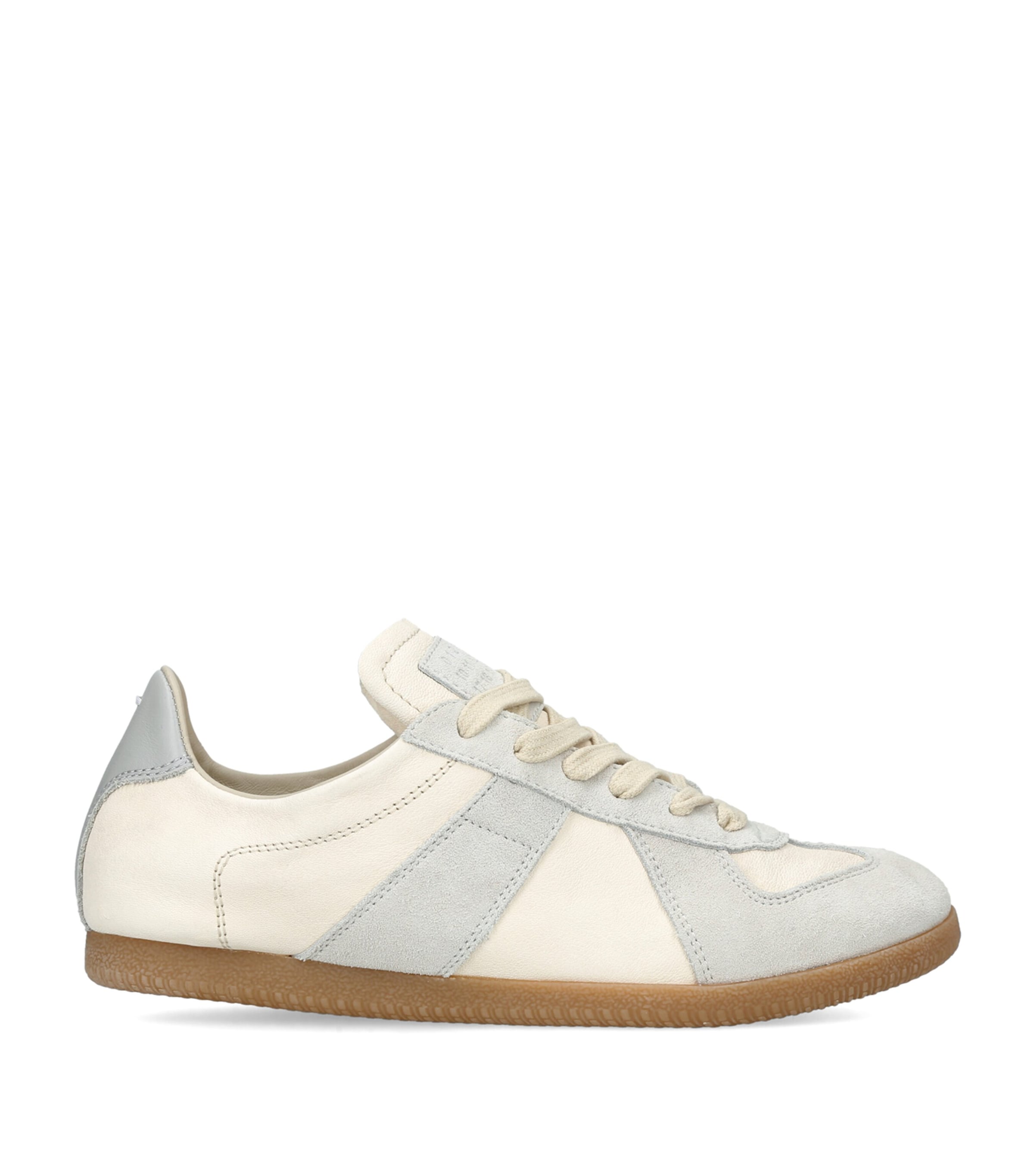 Maison Margiela Leather-Suede Replica Sneakers Cream