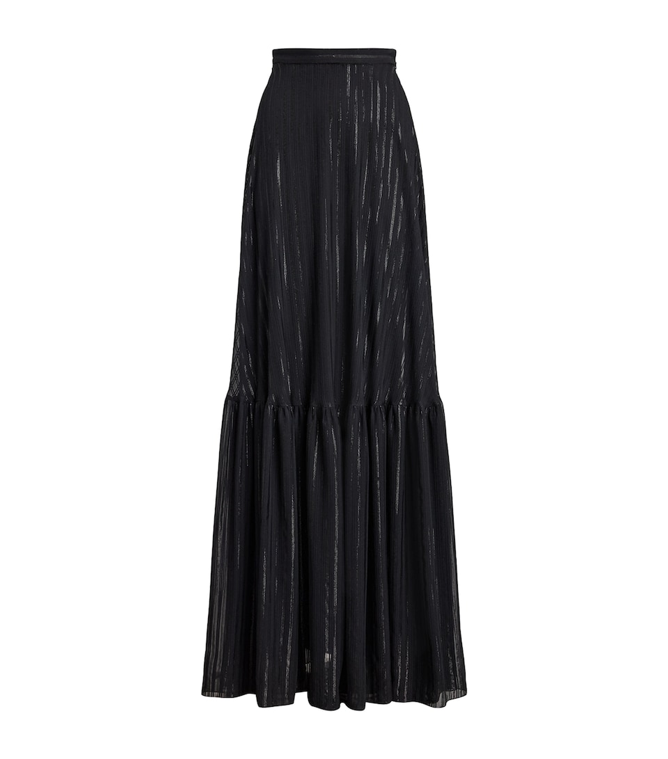 Silk-Blend Chiffon Stripe Carlita Maxi Skirt