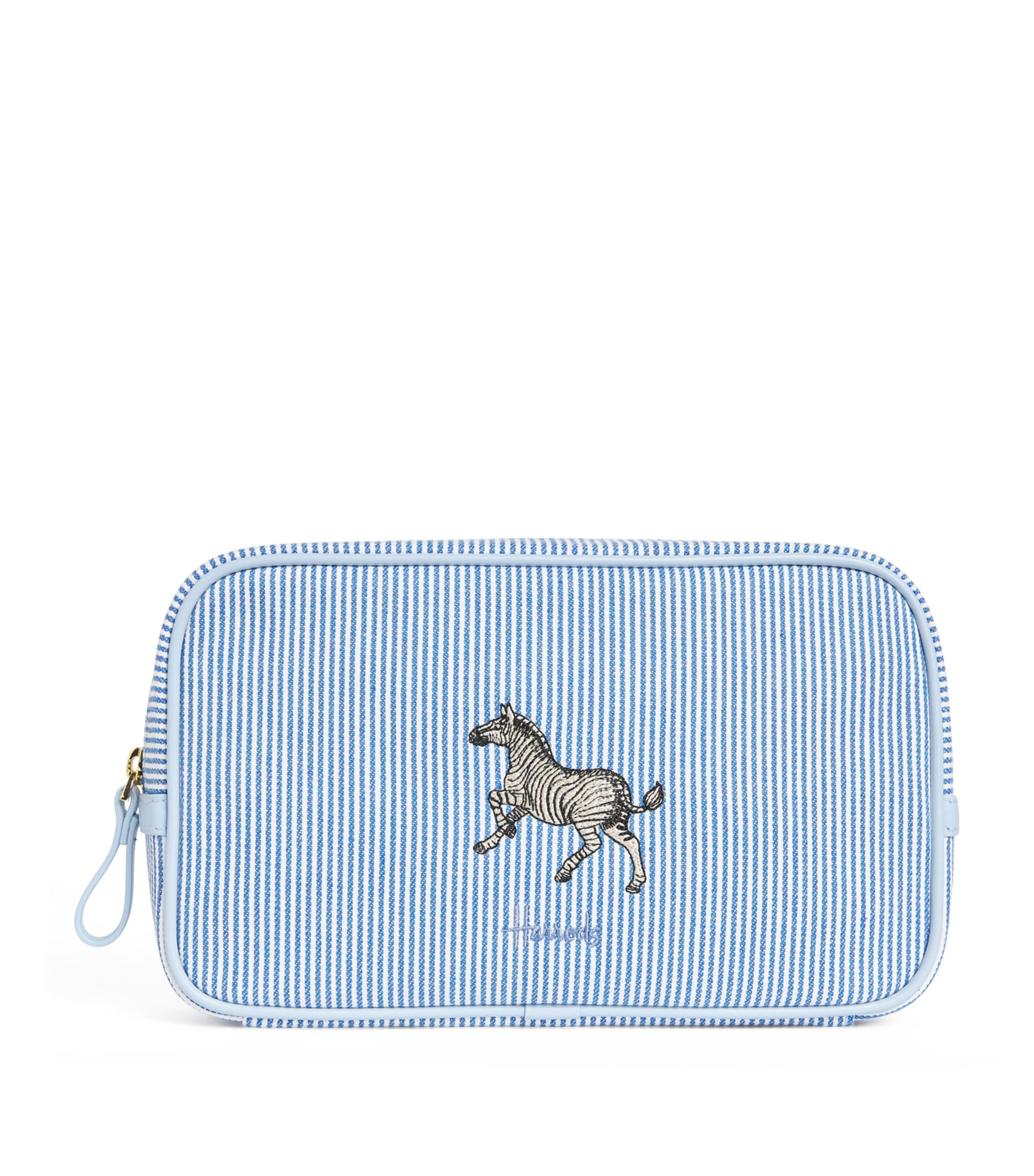 Harrods Stripe Embroidered Nursery Pouch Pale Blue