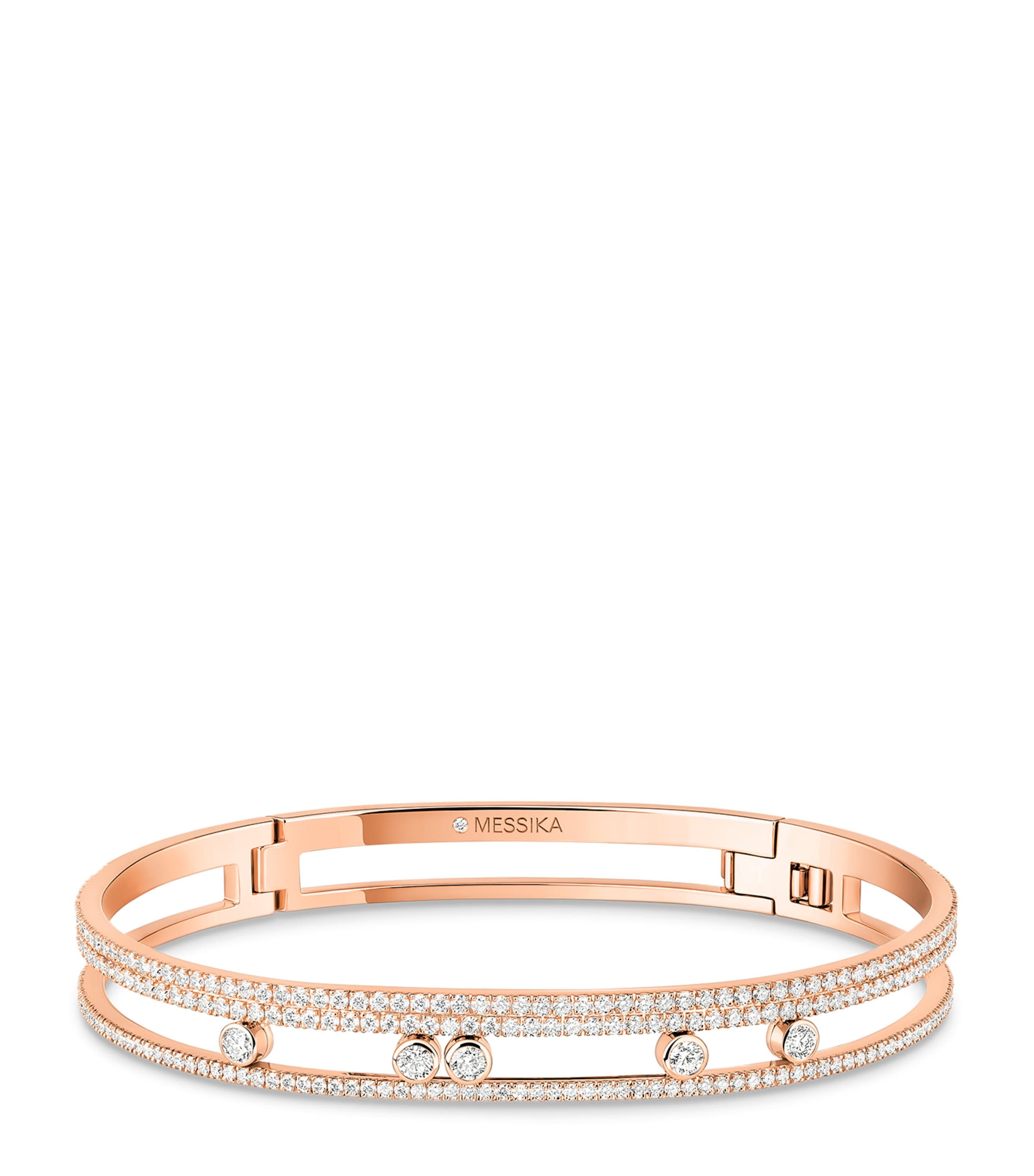 Messika Move Romane Pink Gold and Diamond Pavé Bangle White Gold