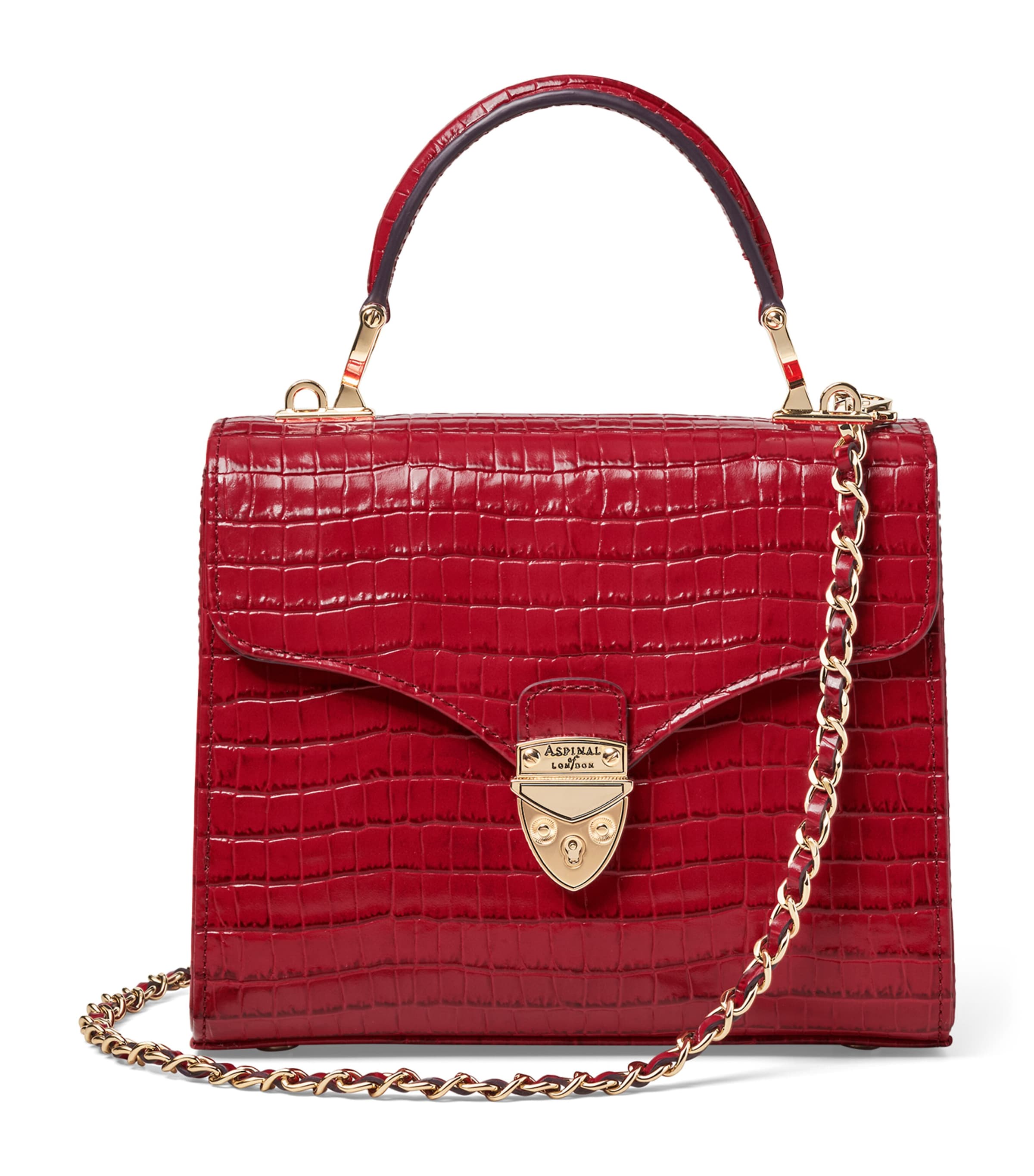 Aspinal Of London Midi Leather Mayfair Top-Handle Bag Cherry