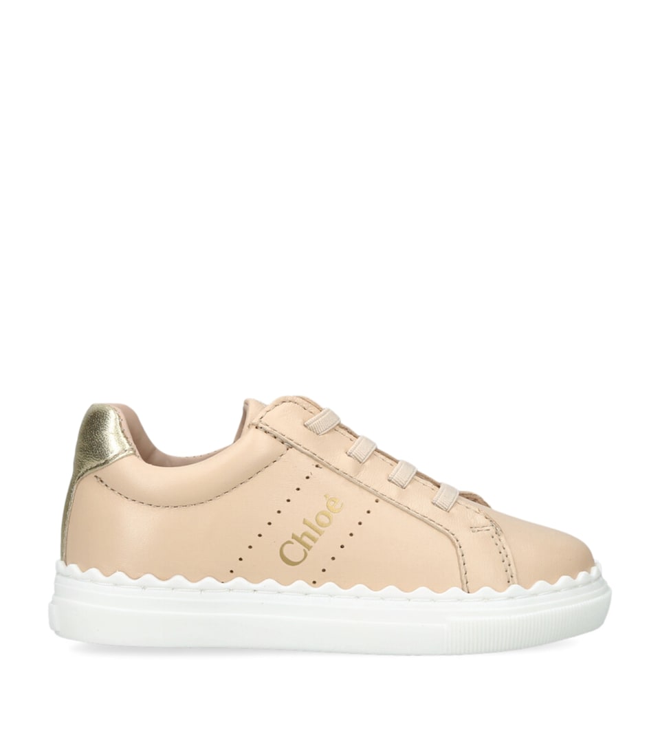 Leather Metallic-Trim Logo Sneakers