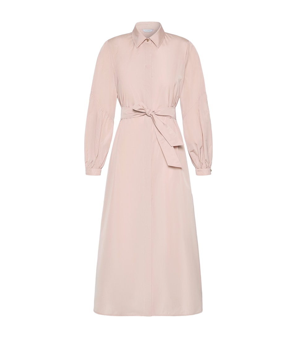 Max Mara Womens Taffeta Maxi Shirt Dress Powder
