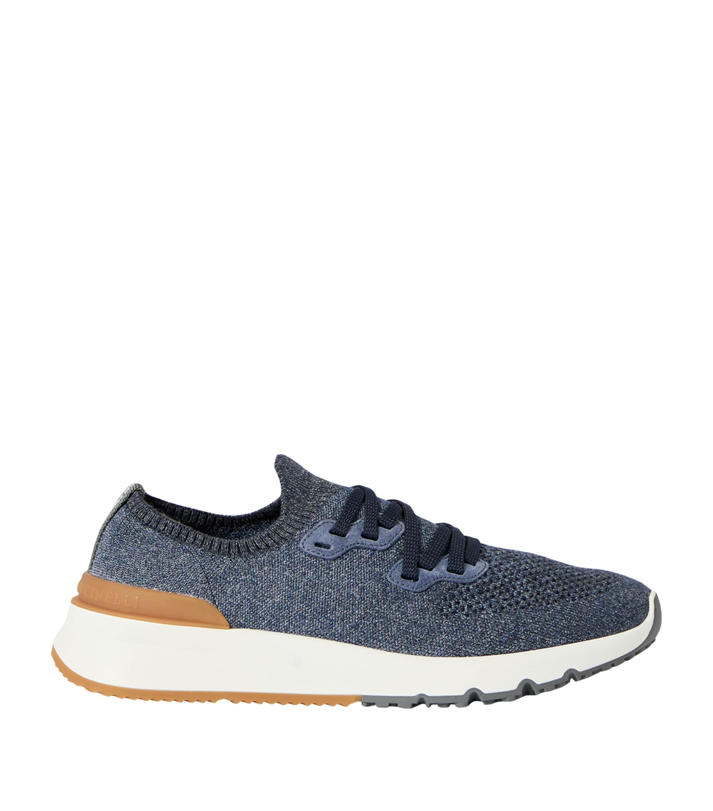 Brunello Cucinelli Cotton-Blend Chiné-Knit Sneakers