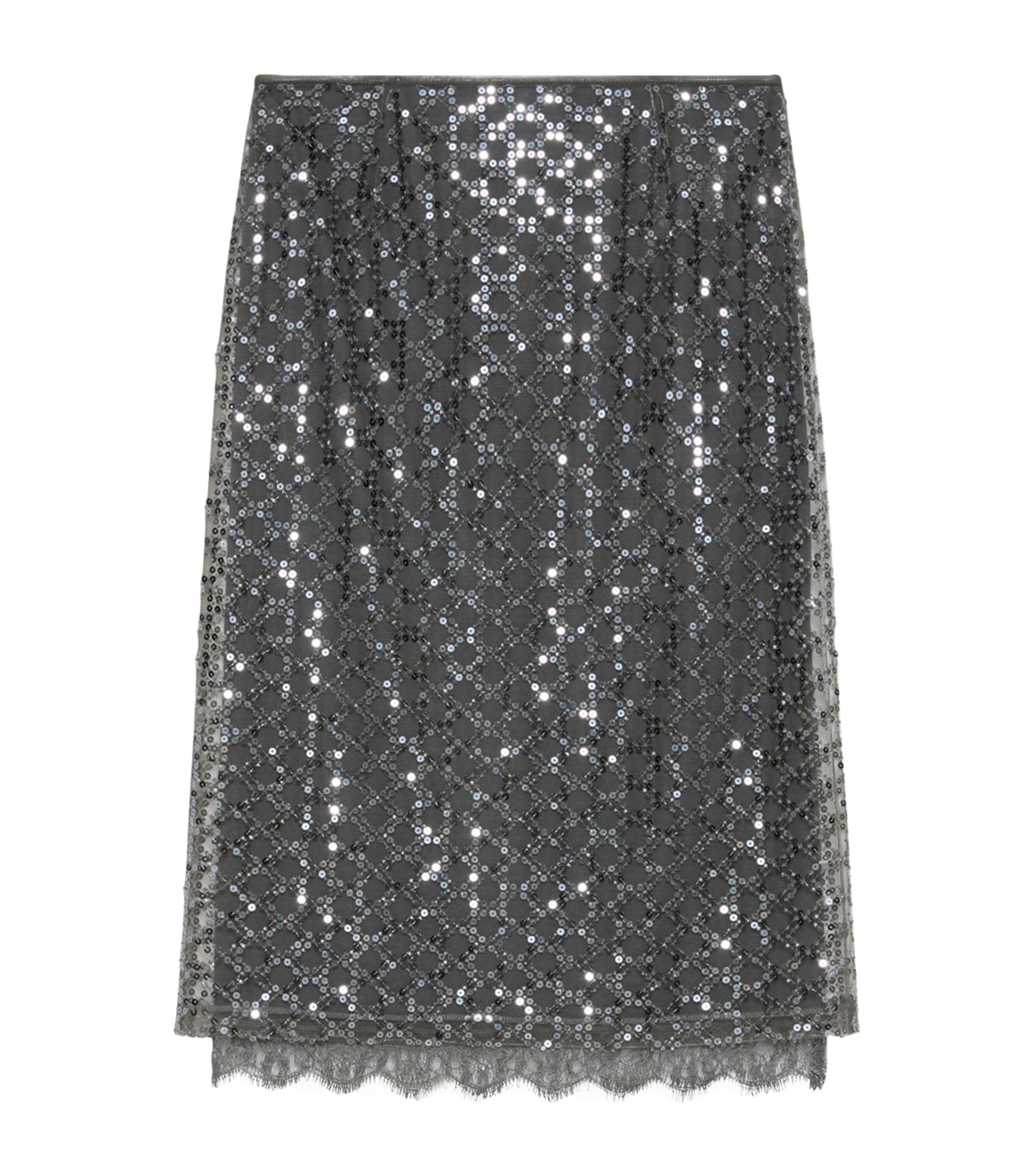 Marella Womens Sequinned Mini Skirt Medium Grey
