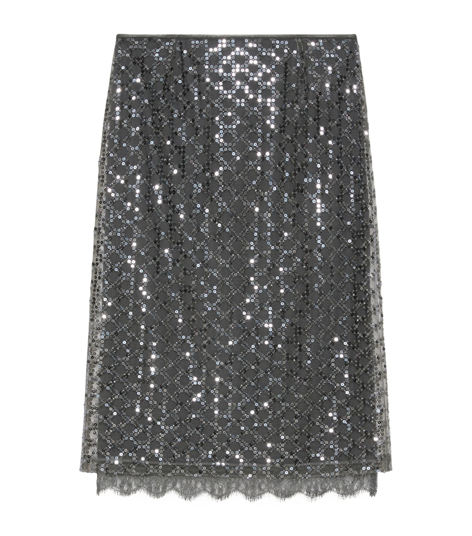 Marella Womens Sequinned Mini Skirt Medium Grey
