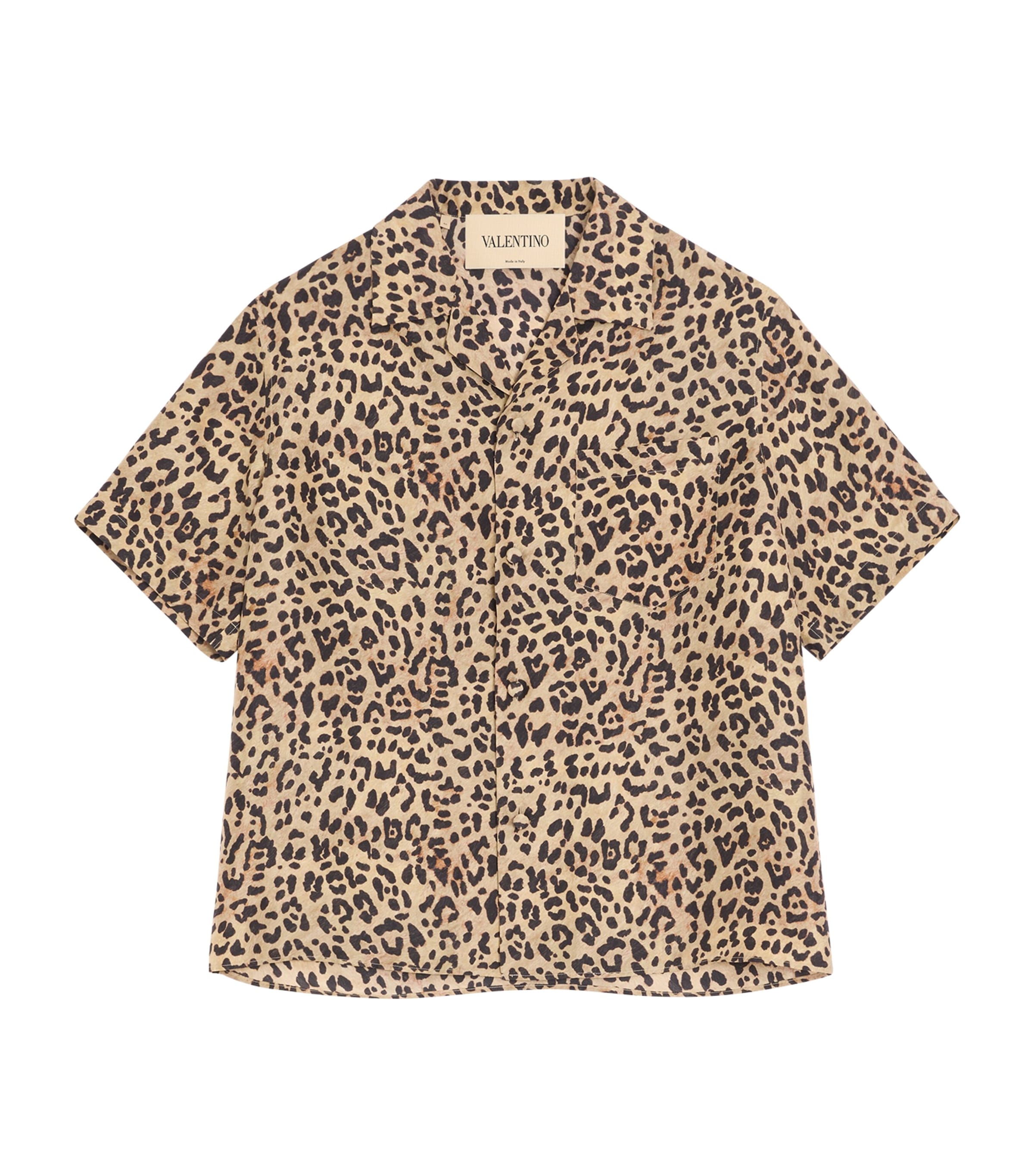 Valentino Mens Silk Leopard-Print Shirt