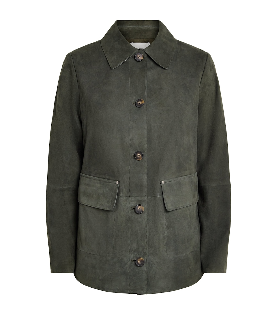 Vince Womens Suede Barn Jacket Dk Thyme