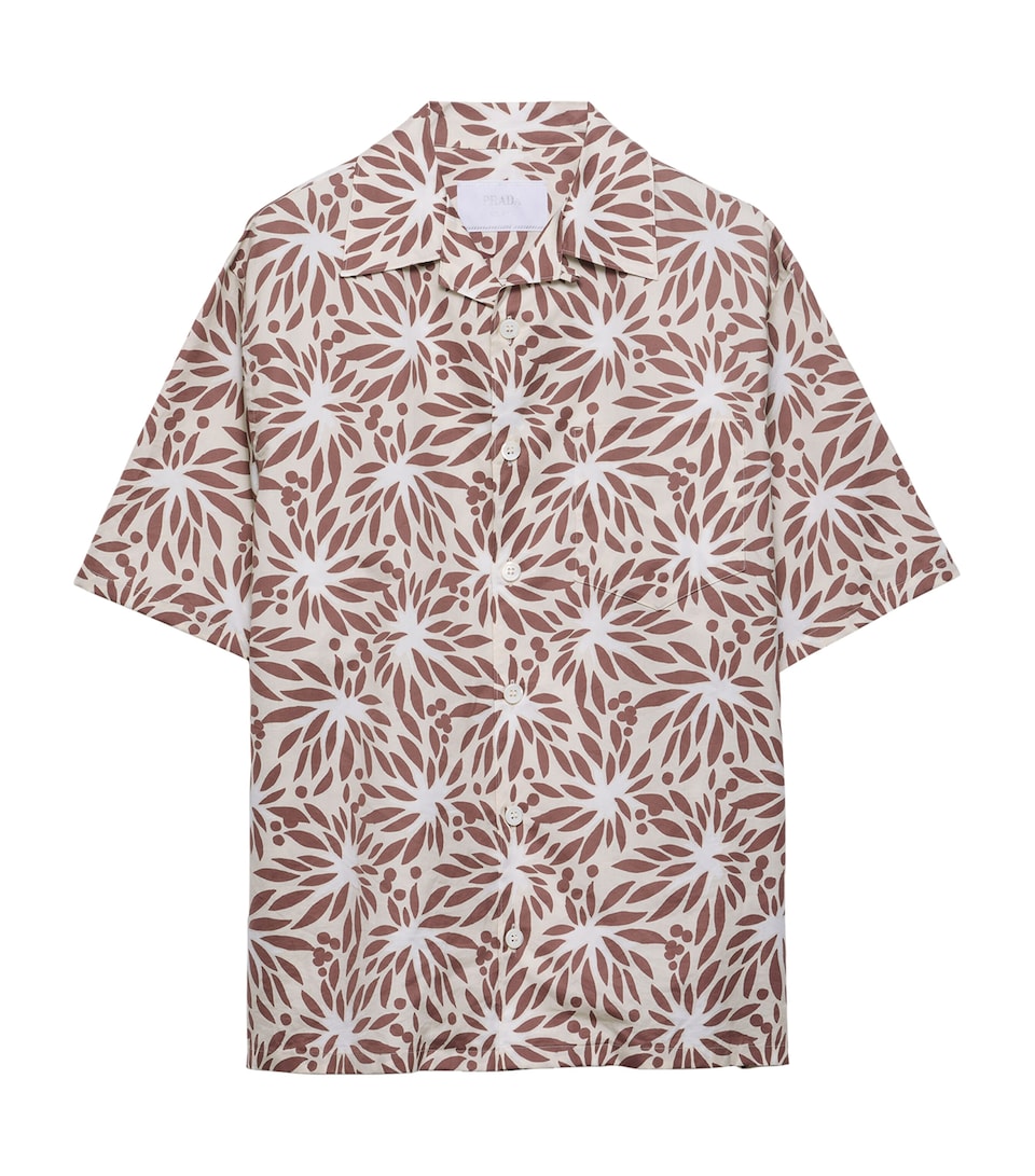 Cotton-Silk Short-Sleeve Bowling Shirt