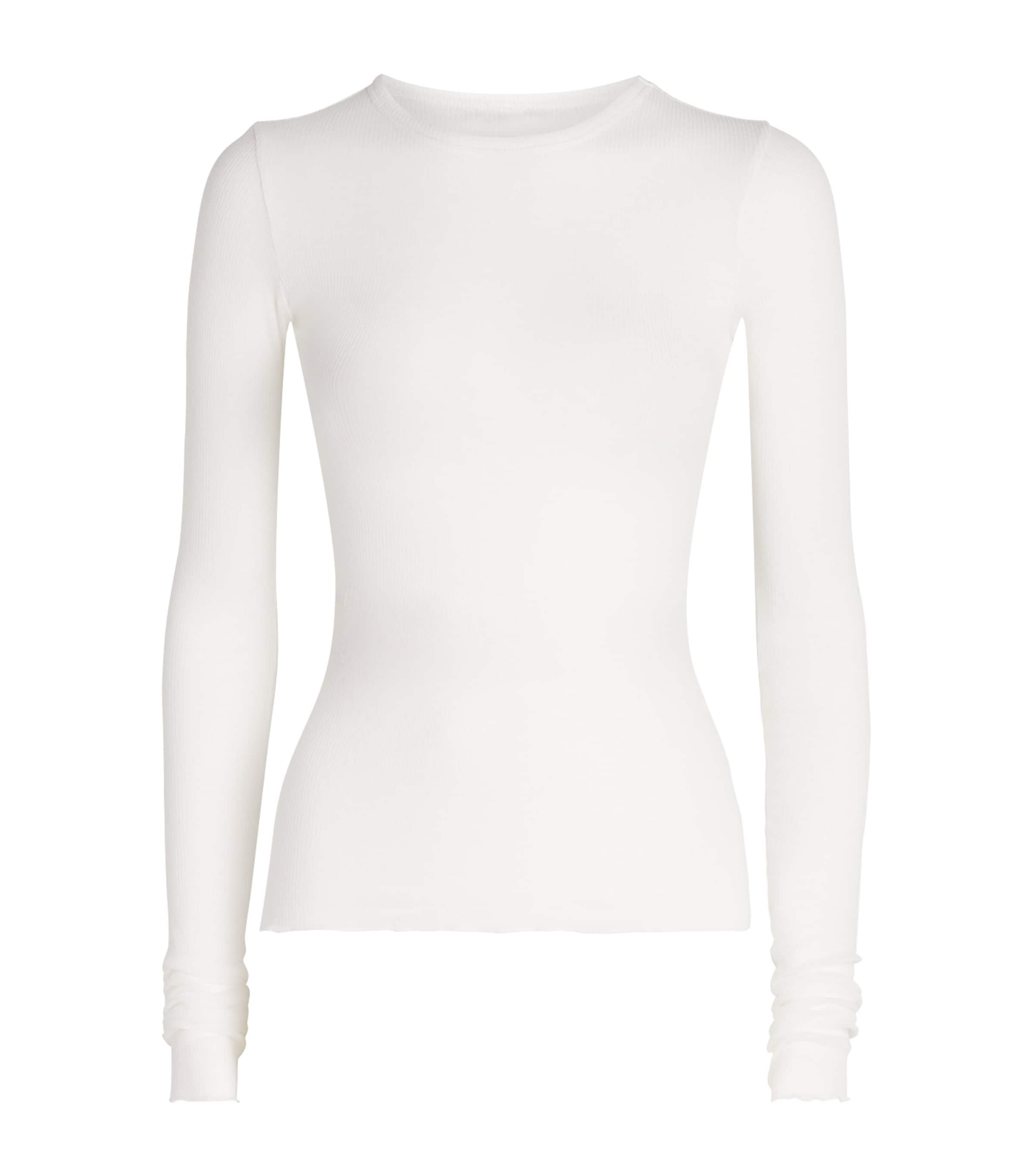 Skims Womens Ribbed Long-Sleeve T-Shirt Snow