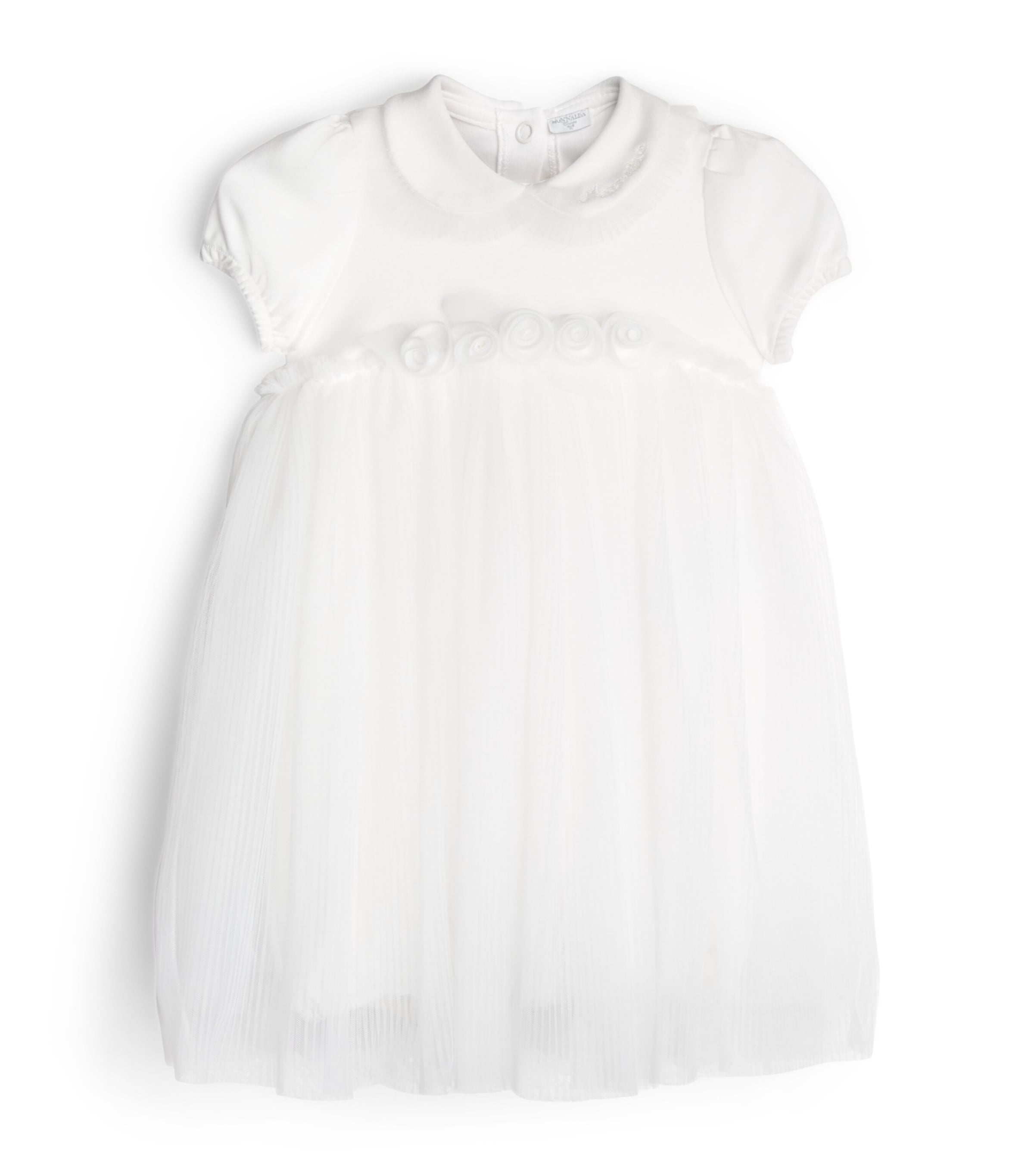 Monnalisa Tulle Rosebud Dress (1-9 Months) Cream