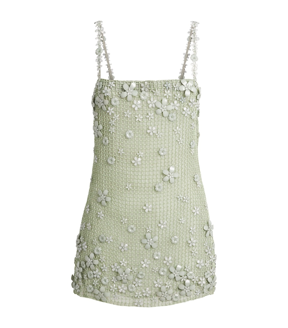 Cult Gaia Womens Silk Florabelle Embellished Mini Dress Cool Mint