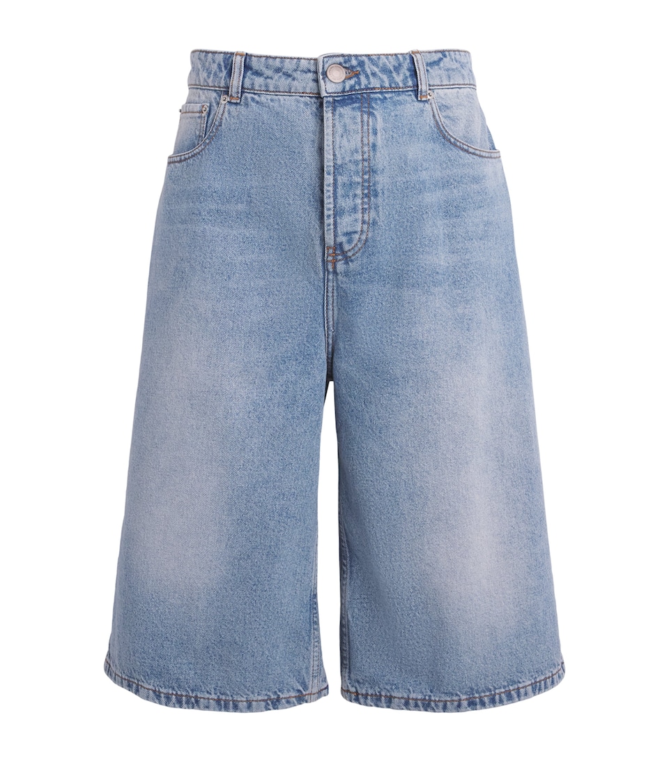 AMI Paris Mens Oversized Bermuda Jean Shorts Bleu Used
