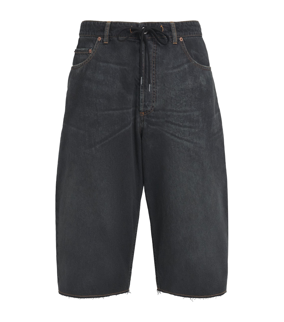 MM6 Maison Margiela Mens Denim Drawstring Shorts Dark Blue