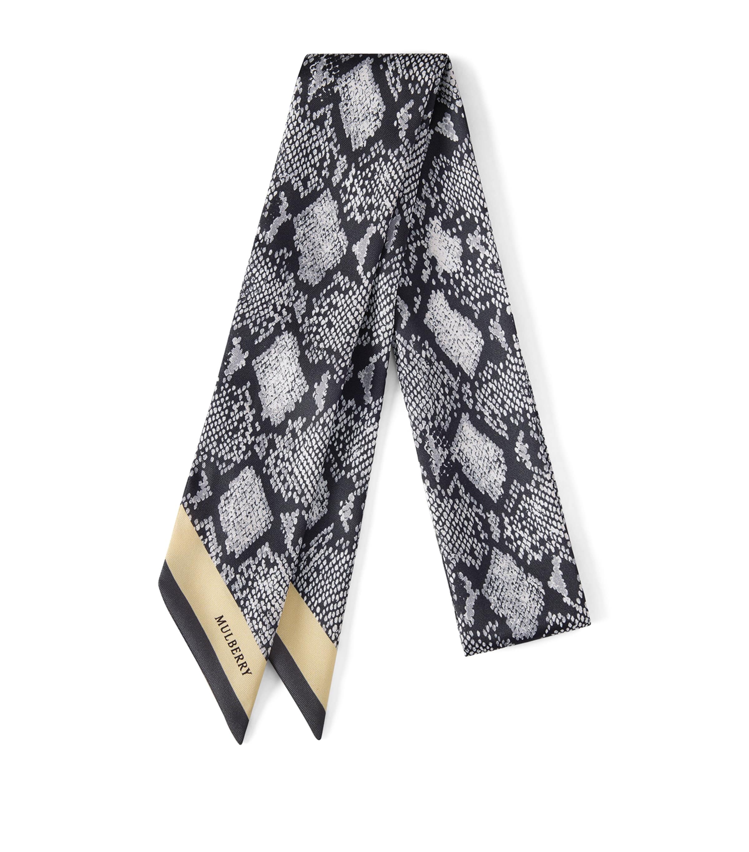 Mulberry Snake Print Skinny Scarf Light Grey Butter