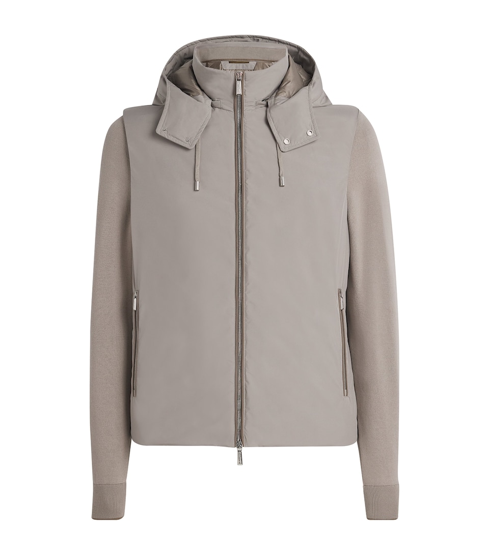 Two-Tone Hooded Bomber Jacket